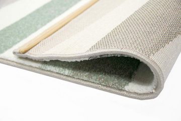 Teppich Moderner Teppich Kurzflor Wohnzimmerteppich Konturrenschnitt Streifen pastell grün braun creme, Carpetia, rechteckig, Höhe: 13 mm