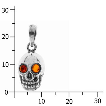 OSTSEE-SCHMUCK Kettenanhänger - Totenkopf - Silber 925/000 - Bernstein (1-tlg)