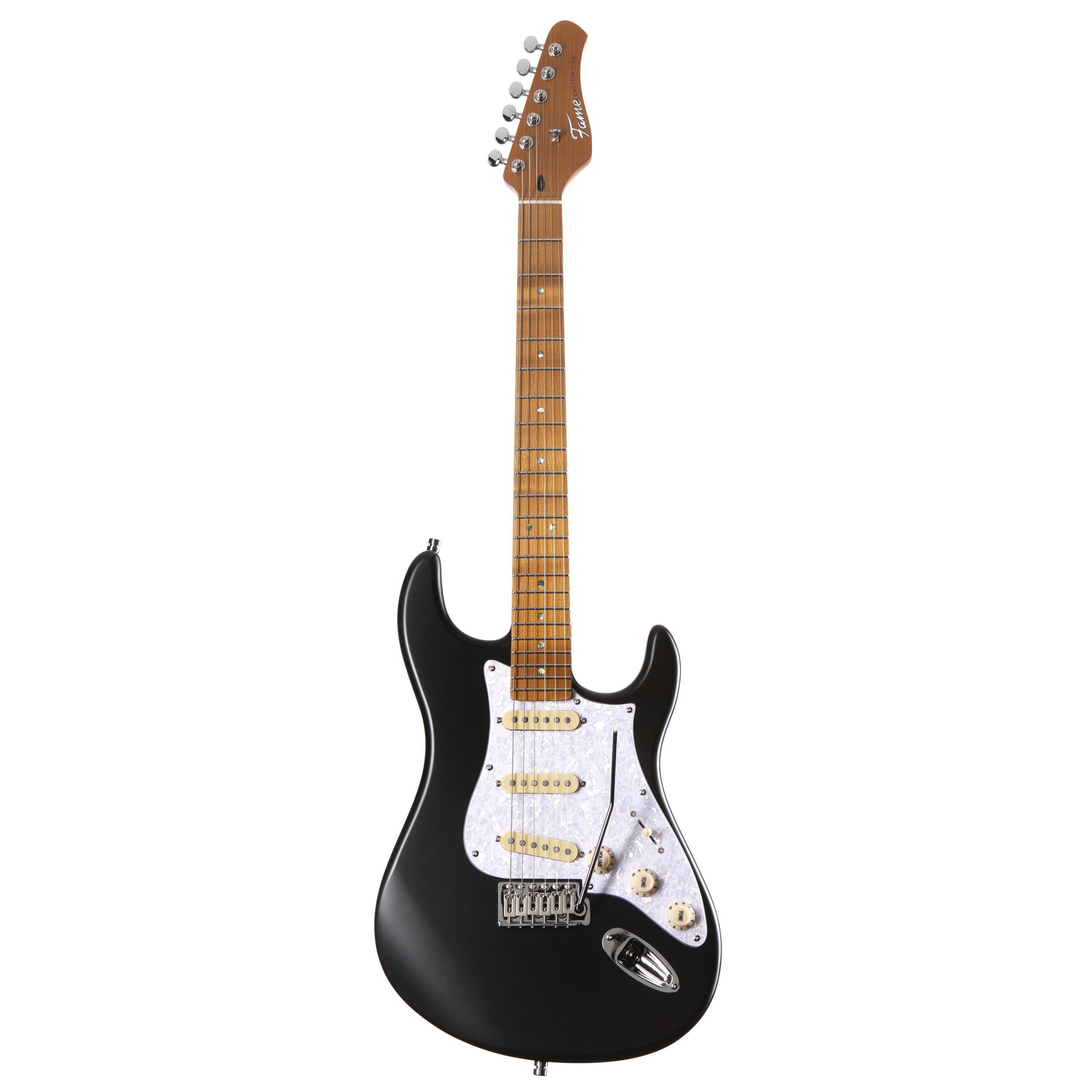 FAME E-Gitarre, E-Gitarren, ST-Modelle, Custom ST SSS MN Black - E-Gitarre