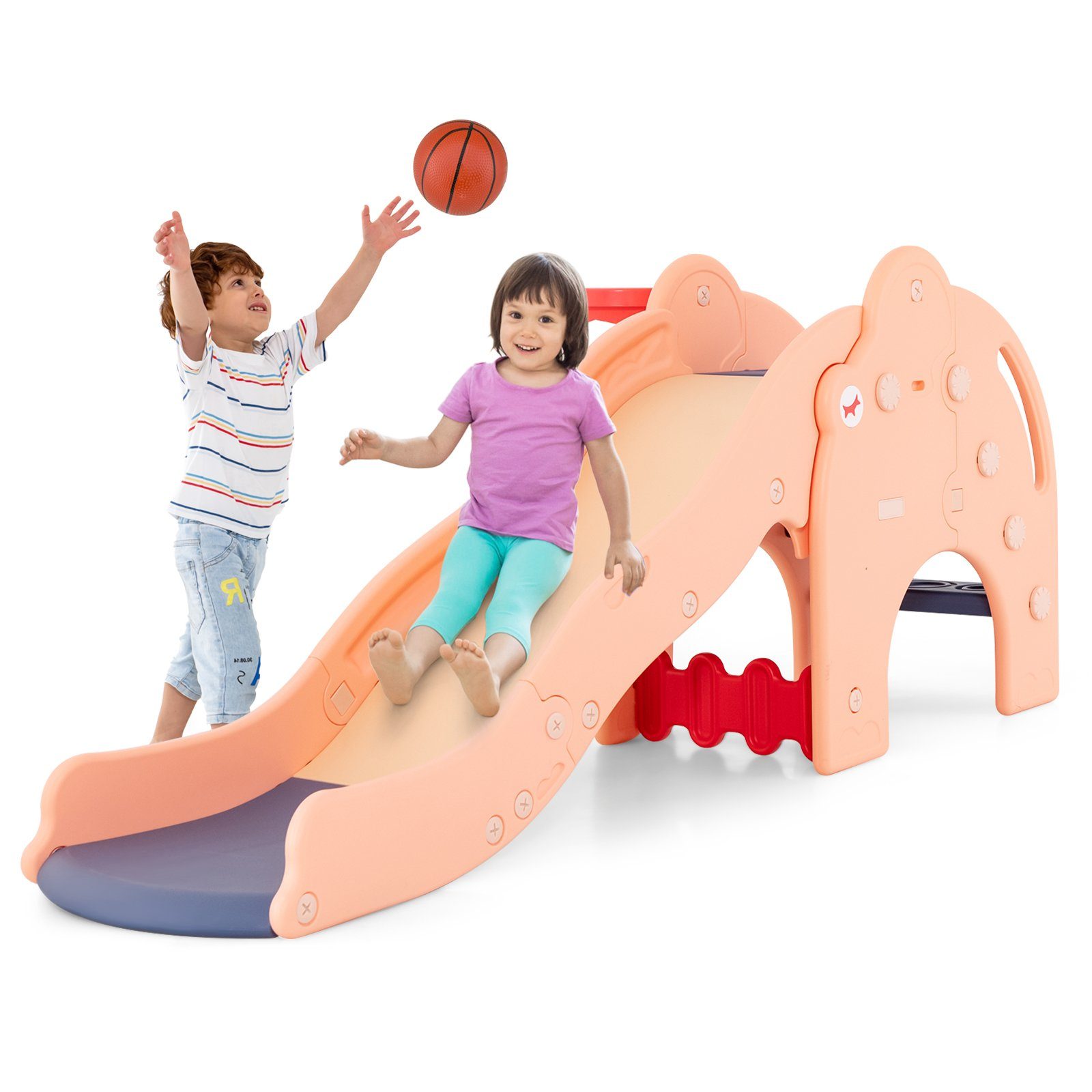 COSTWAY Rutsche, Kinderrutsche, Gartenrutsche, mit Basketballkorb günstig online kaufen
