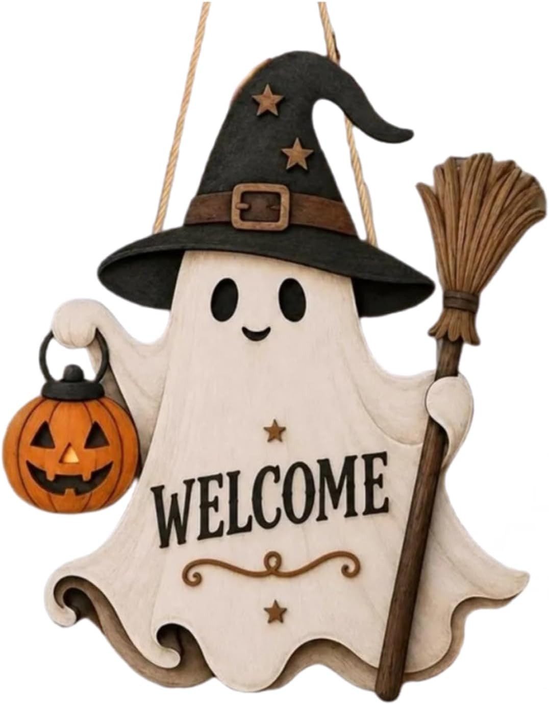 Sorvyzxn Hängedekoration Geistergruß Türschild, Niedliches Halloween Geister Schild, Halloween