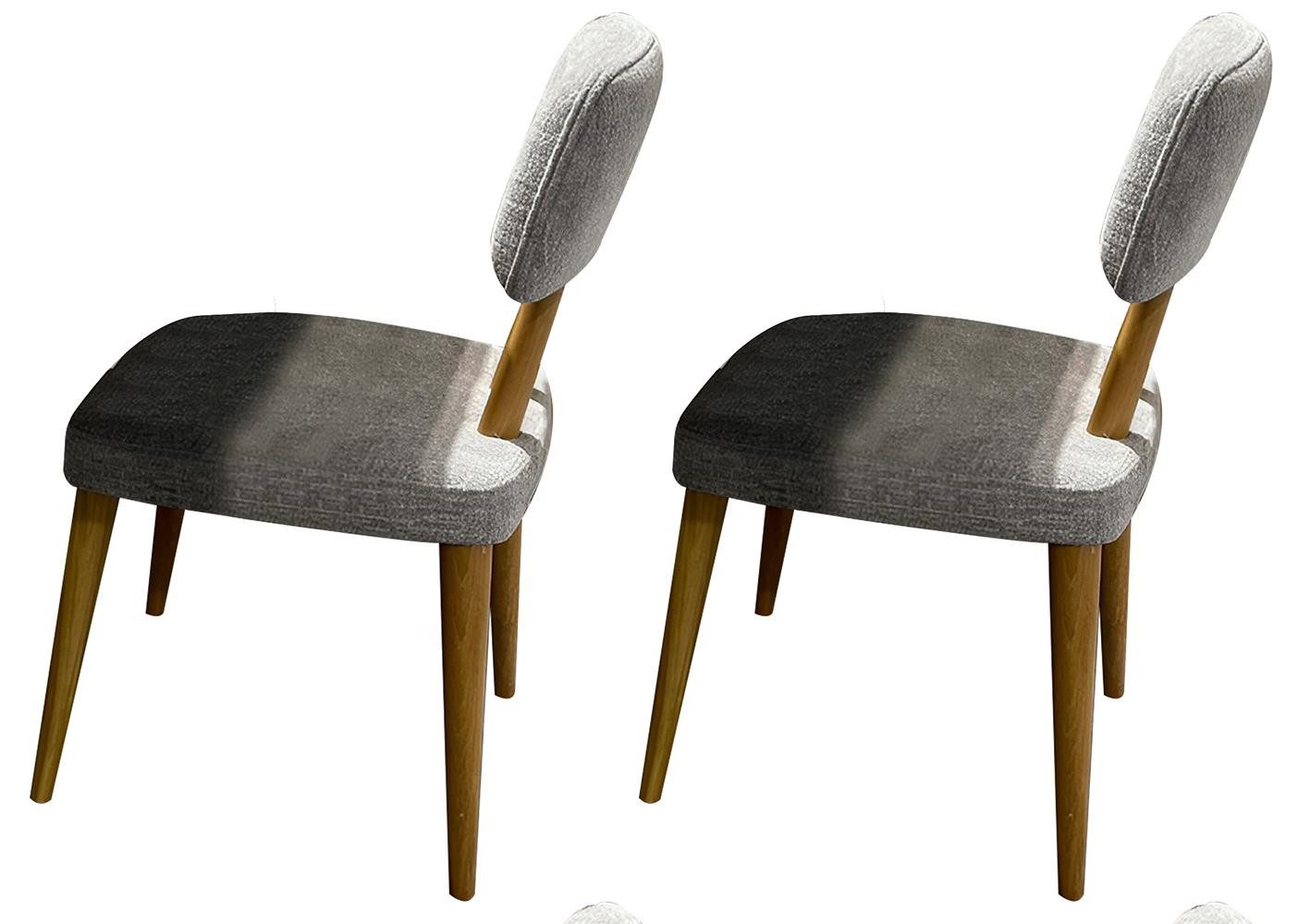 JVmoebel Esszimmerstuhl Graue Stoffstühle im eleganten Design für den Essbereich (2 St)