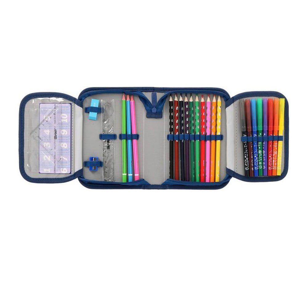 Spirit Federmäppchen Schüler-Etui Fussball 28 teilig 1-Zipper Mäppchen