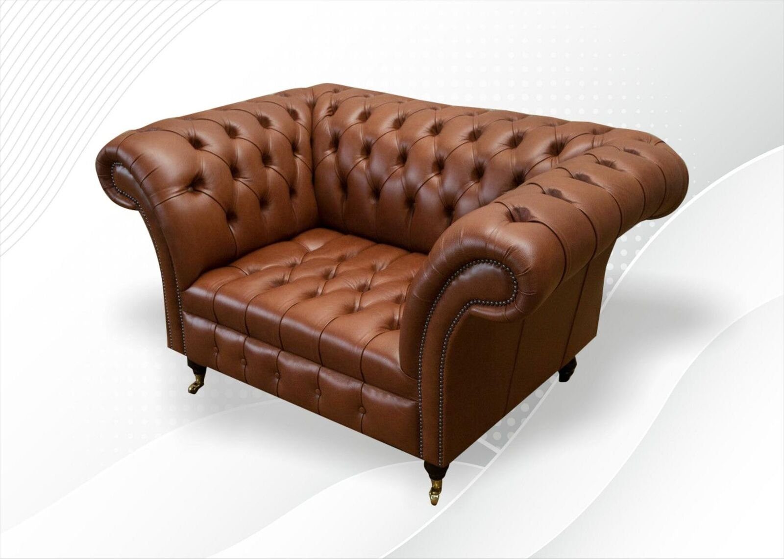 JVmoebel Chesterfield-Sessel Sessel Leder Braun Kreative Möbel Wohnzimmer 100% Leder Sofort