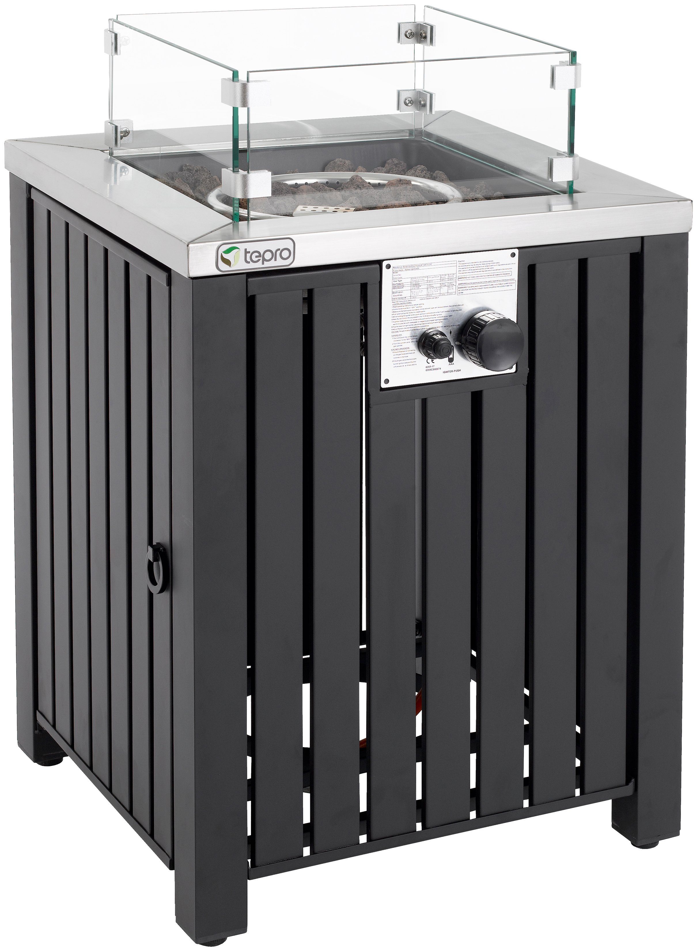 Tepro Echtfeuer-Dekokamin Topeka, BxLxH: 50x50x62 cm, gasbetrieben