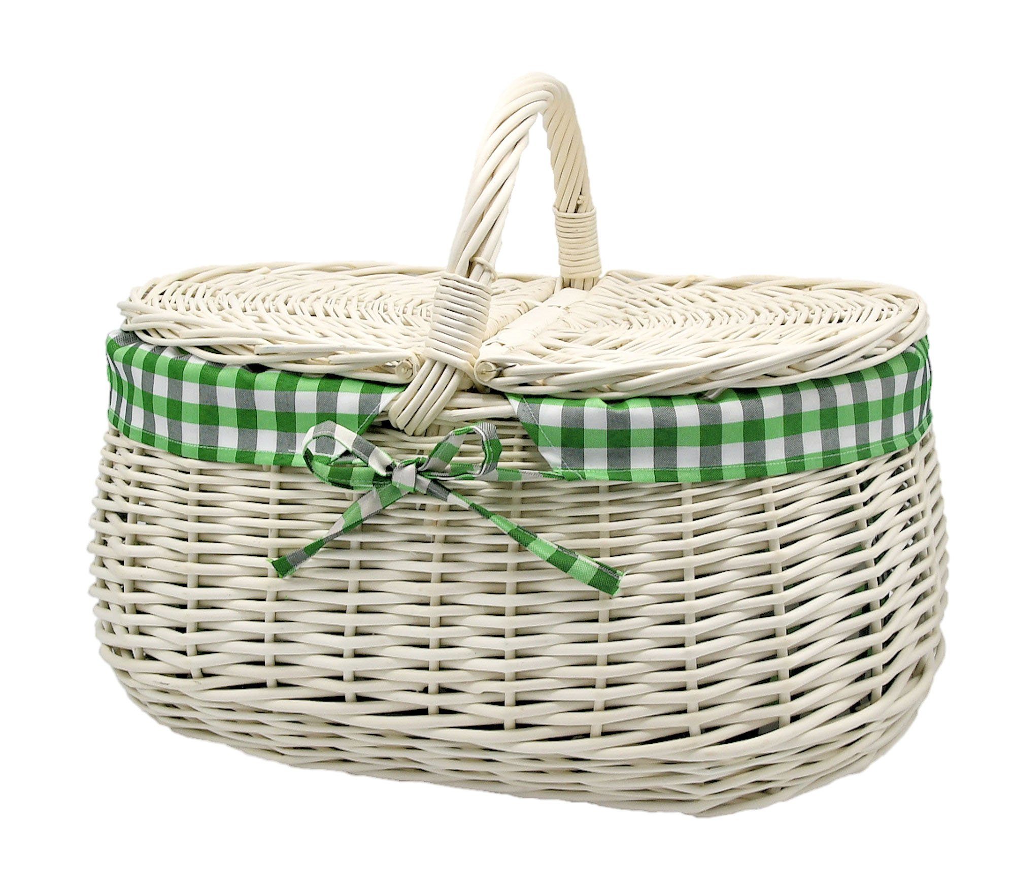MyBer® Einkaufskorb Weidenkorb Korb Picknickorb Stabiler Tragekorb mit 2 Deckeln aus Weide geflochten