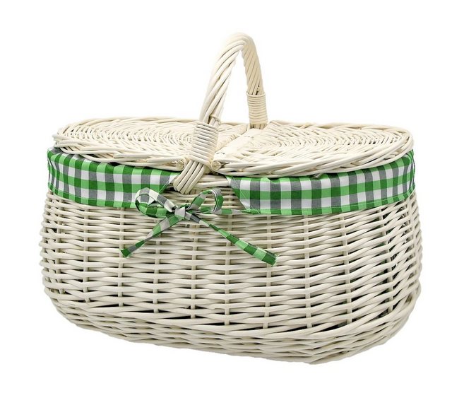 MyBer® Einkaufskorb “Weidenkorb Korb Picknickorb Stabiler Tragekorb mit 2 Deckeln aus Weide geflochten”