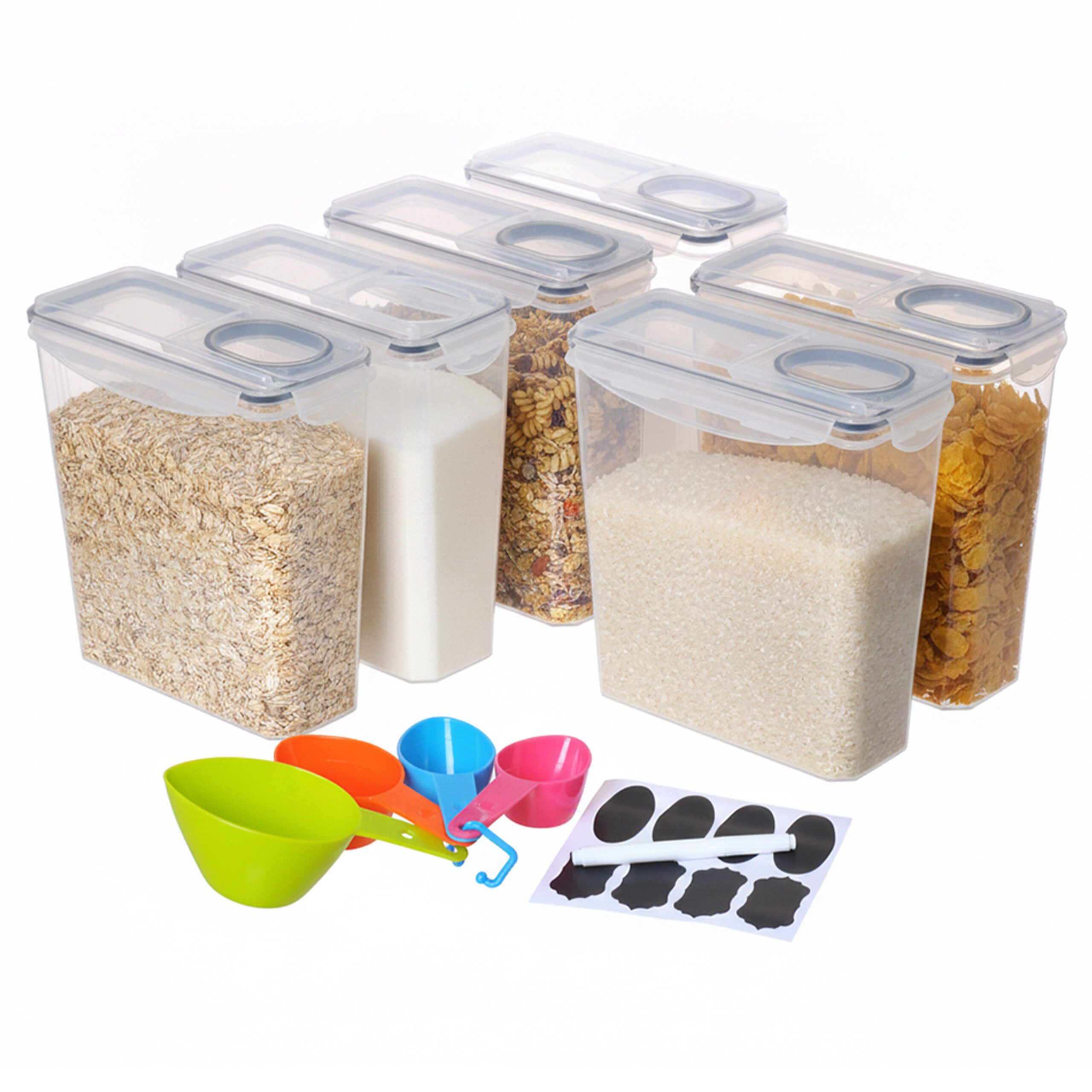 relaxdays Vorratsdose Set luftdicht 3,7 Liter, Kunststoff, (6-tlg), 6er Pack