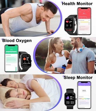 Lige Smartwatch (1,93 Zoll, Android, iOS), Sprachassistent,Schlafüberwachung, Herzfrequenz/SpO2, IP67 Wasserdicht