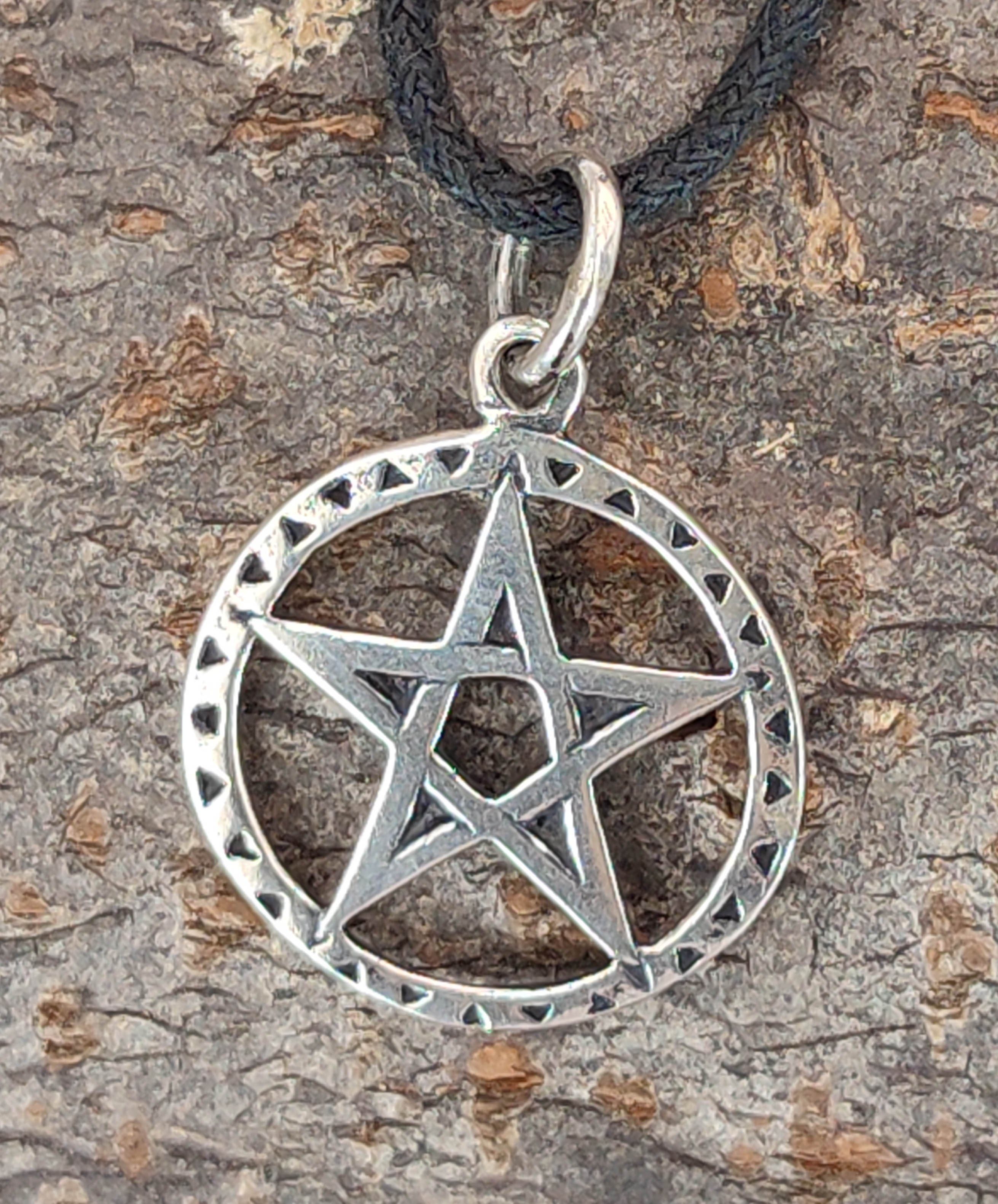 Amulett Schutz Silber of Kettenanhänger Anhänger Magie 925 Zauberei Kiss Pentagramm Leather