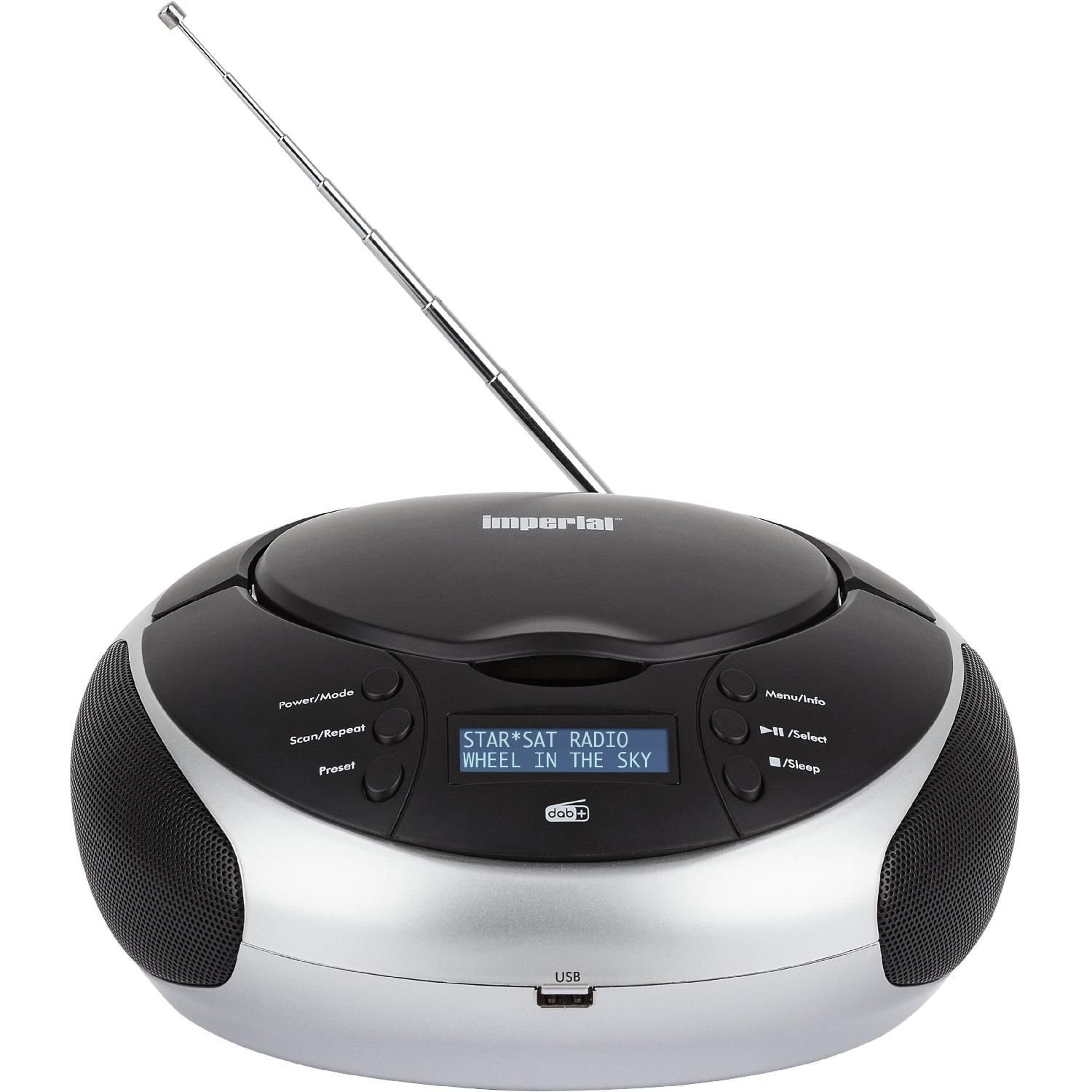 DAB+, USB, MP3 TELESTAR IMPERIAL CD-Player LC-Display oder Netz- Batteriebetrieb, by (DAB+, FM-Radio, Player, Digitalradio 2 DABMAN Stereoklang) FM-Radio, PBB (DAB)