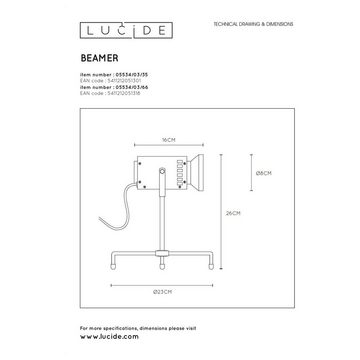 click-licht LED Tischleuchte LED Tischleuchte Beamer in Rosa und Grau 3W 70lm, Beweglich: Ja, Leuchtmittel enthalten: Ja, fest verbaut, LED, warmweiss, Tischleuchte, Nachttischlampe, Tischlampe