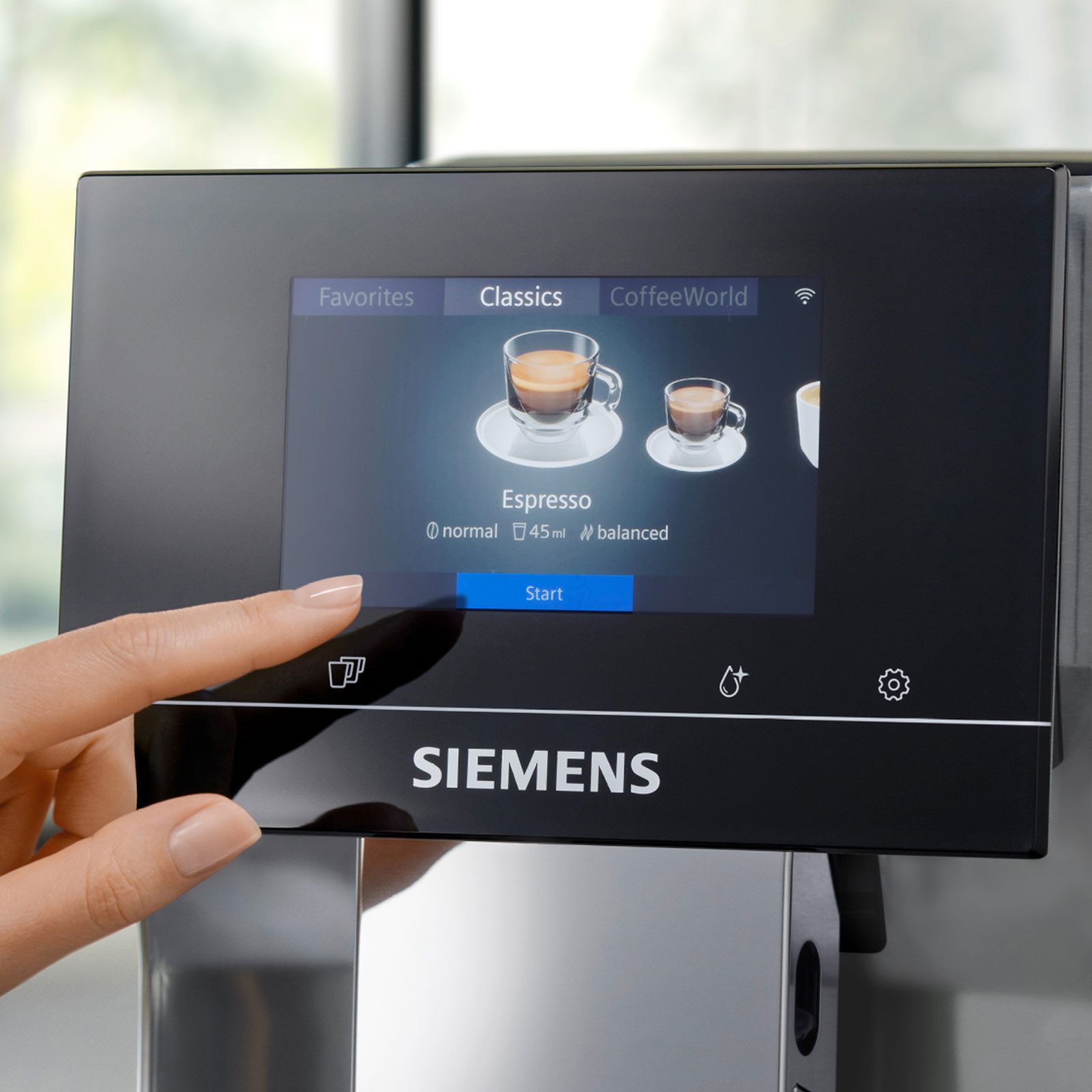 SIEMENS Kaffeevollautomat EQ700 classic, coffeeWorld: wische durch internationale Kaffeespezialitäten