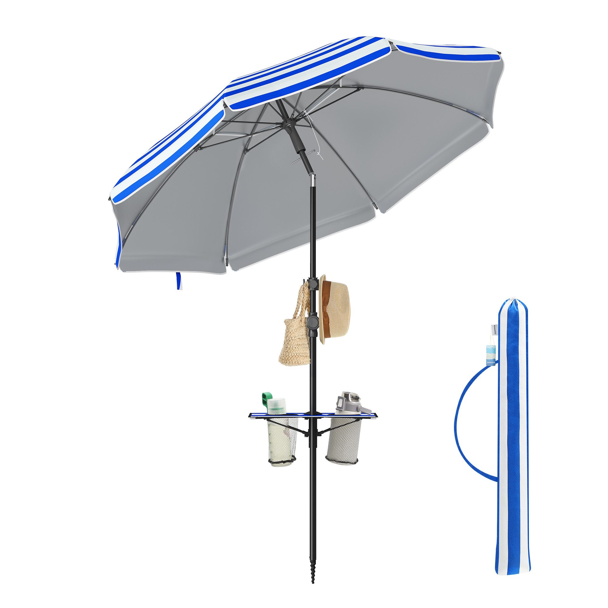 SONGMICS Sonnenschirm, ∅160 cm, Strandschirm, Sonnenschutz günstig online kaufen