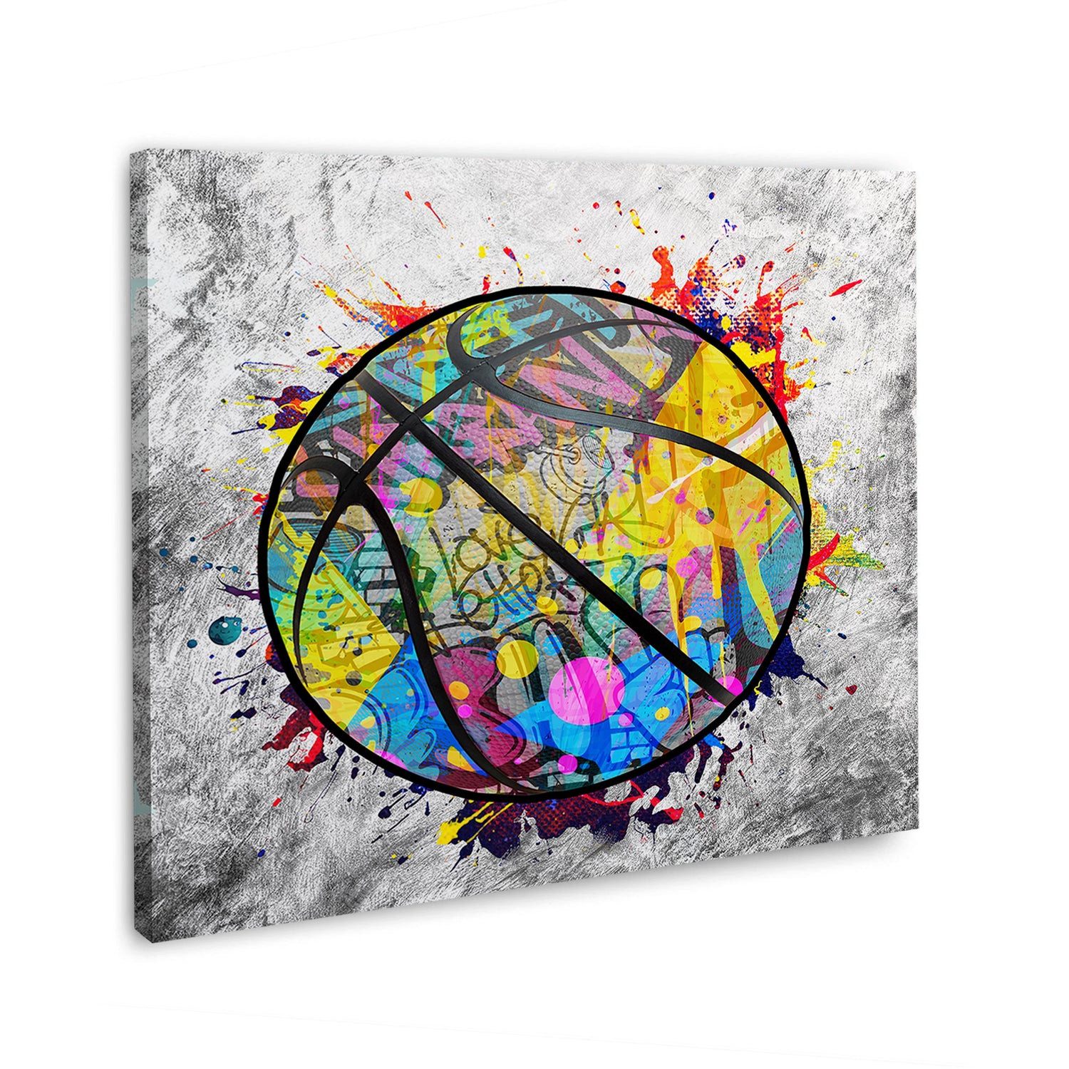 Artedinoi Leinwandbild Basketball Graffiti Style Spiel Leinwandbild Wandbild Kunst XXL Deko