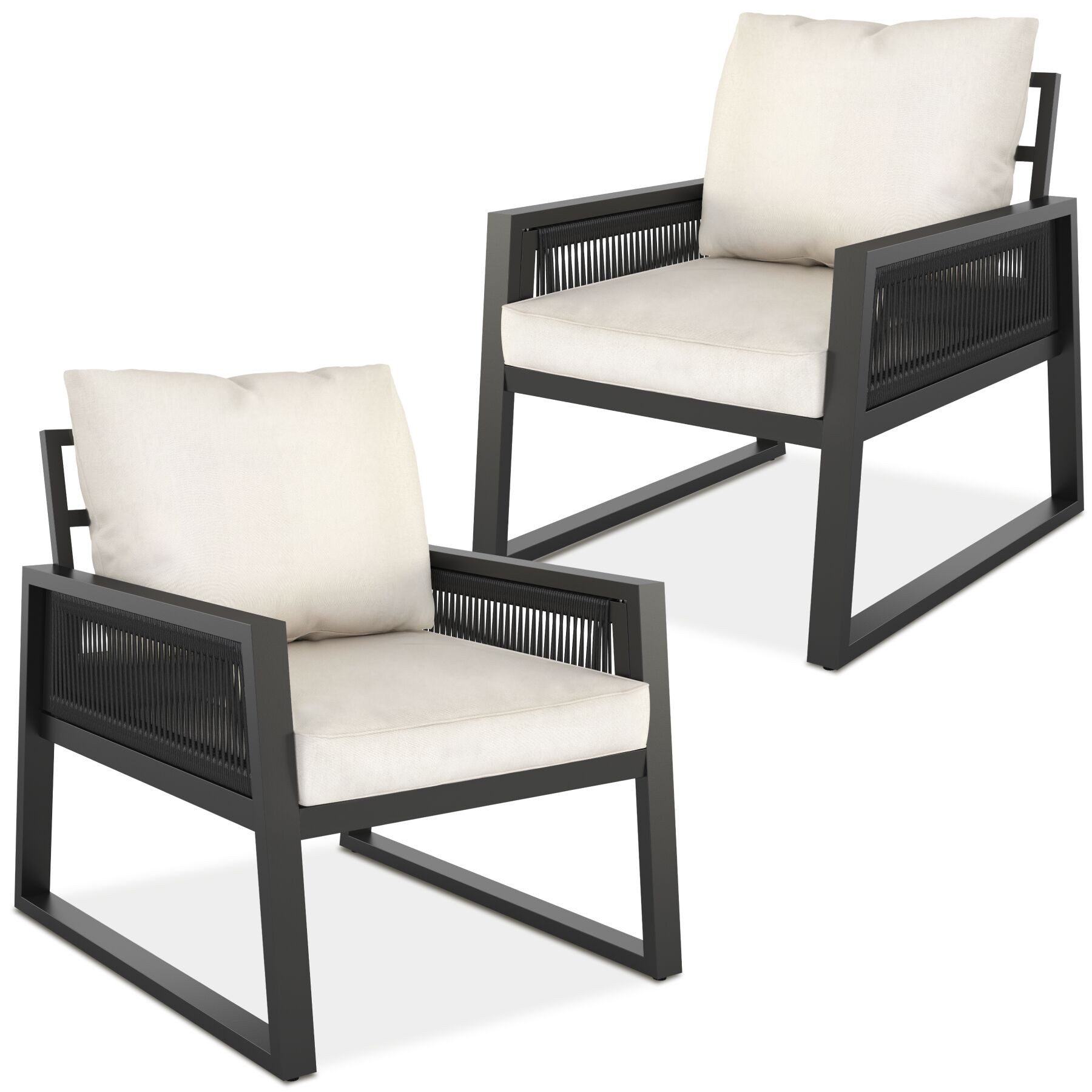 tectake Gartenlounge-Set Aluminium-Outdoor-Lounge, höhenverstellbare Füße, 7 cm Sitzpolster, (Garten-Sitzgruppe Captive, 2-tlg., in anthrazit), Dicke Rückenkissen, wetterfest, pflegeleichte, waschbare Bezüge
