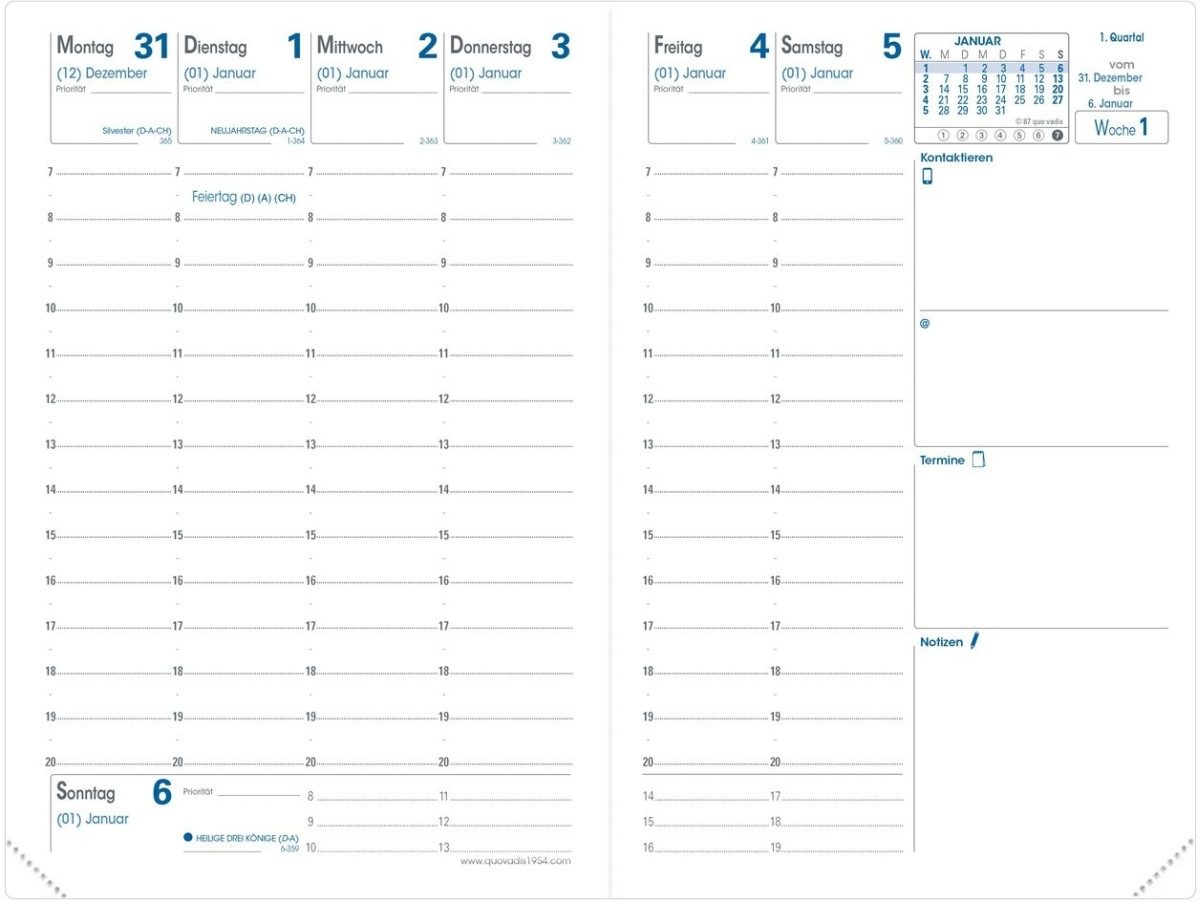 Quo Vadis Taschenkalender Kalender Geschäftbus 10x15cm Club schwarz 2026