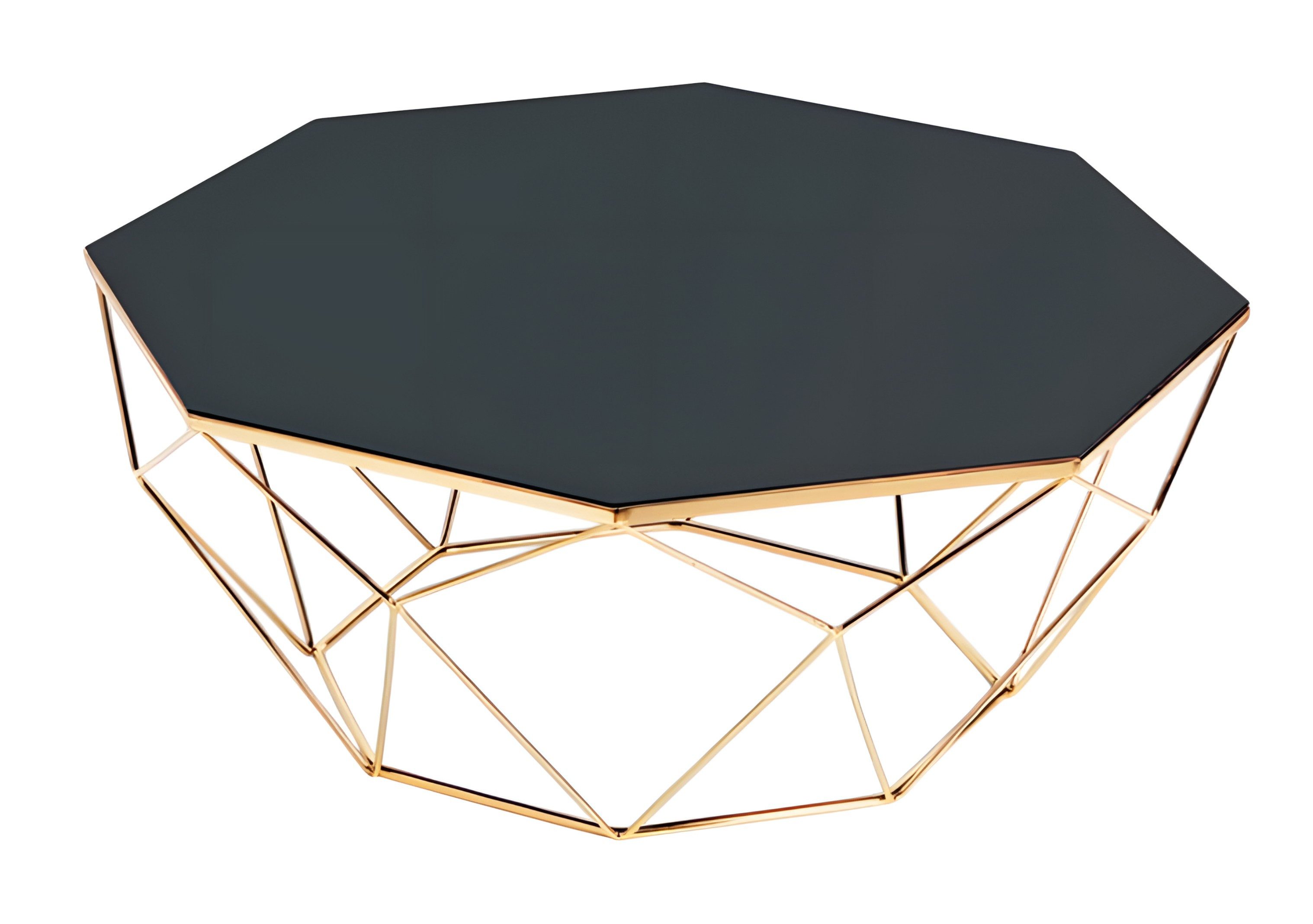 Xlmoebel Couchtisch Schwarzer Edelstahl-Couchtisch mit achteckiger Form, Made in Europa