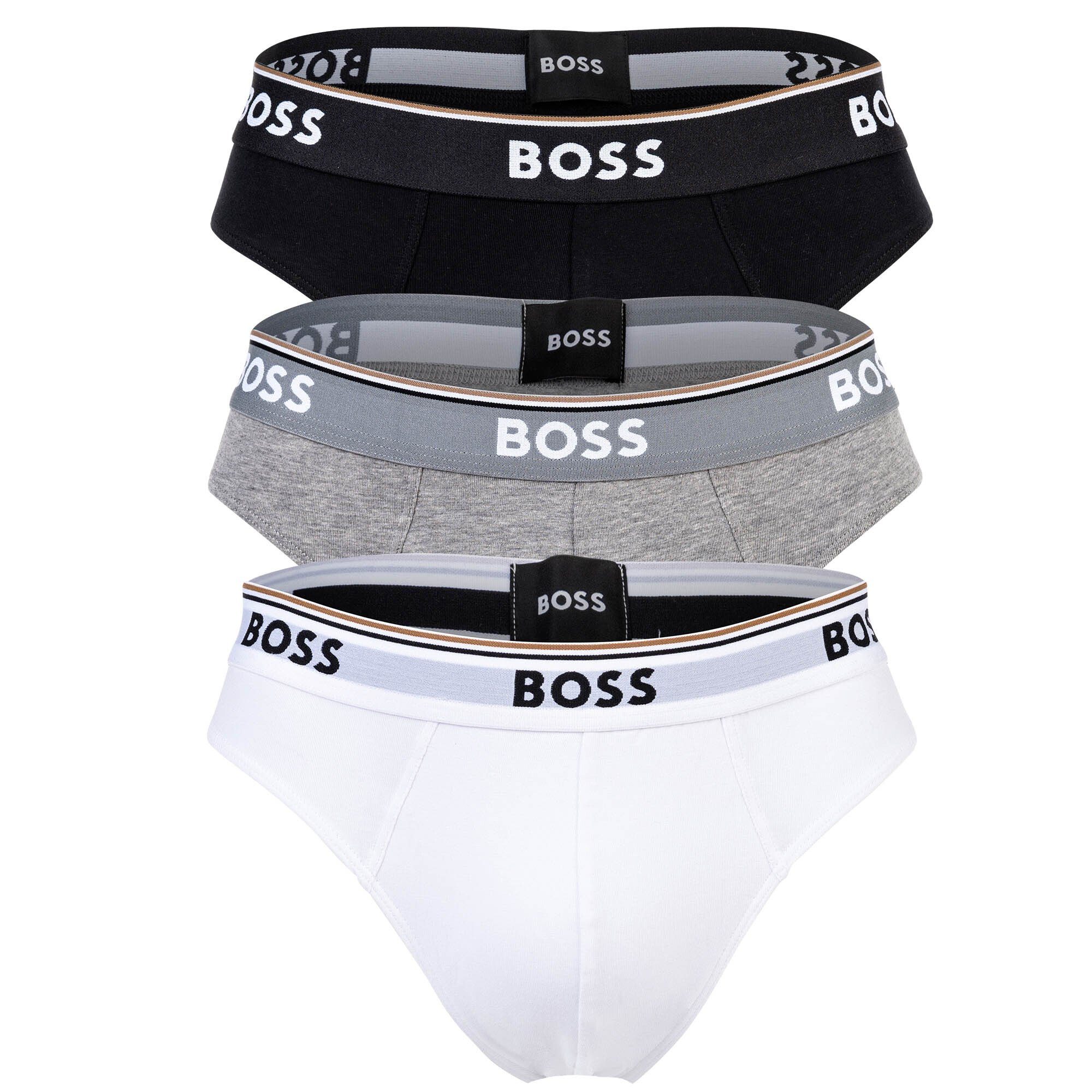 BOSS - Dreier-Pack Slips Aus Stretch-Baumwolle Mit Logo-Bund - Weiß