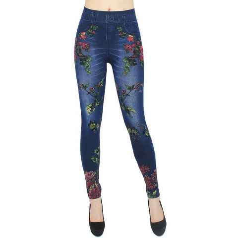 dy_mode Jeggings Damen Jeggings Leggings in Jeans Optik High Waist Jeansleggings Bequem mit elastischem Bund