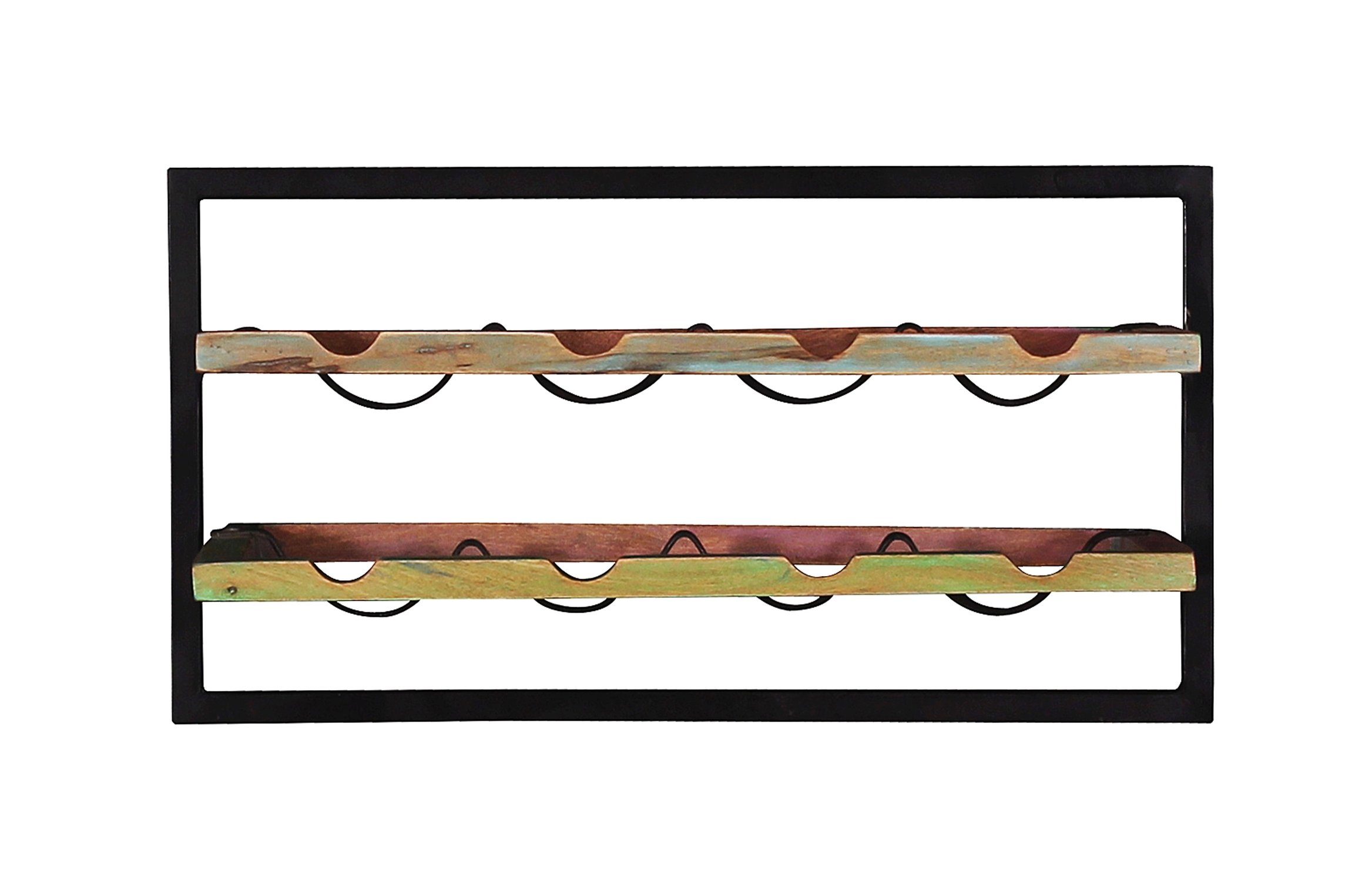 TPFLiving Wandregal Anchorage - toller Materialmix aus Holz und Metall, Wandregal im modernen Industrial Look - bunt, schwarz, Produktlinie: Alaska - Breite: 65 cm, Höhe: 35 cm, Tiefe: 25 cm