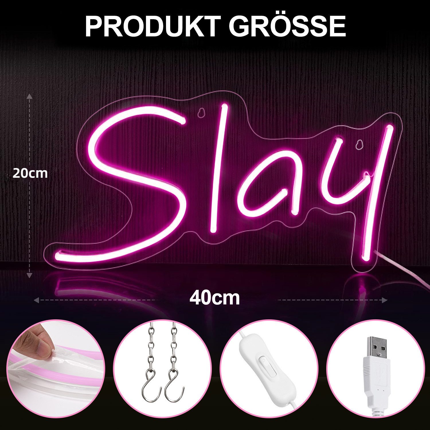 Sunicol LED Dekolicht LED Neonschild, Schriftzug, USB, LOVE/Music/Smile/ Wa günstig online kaufen