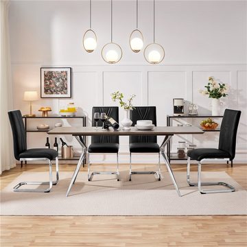 Yaheetech Esszimmerstuhl, 2er Küchenstühle-Set Schwingstuhl mit Metalluntergestell Polsterstuhl