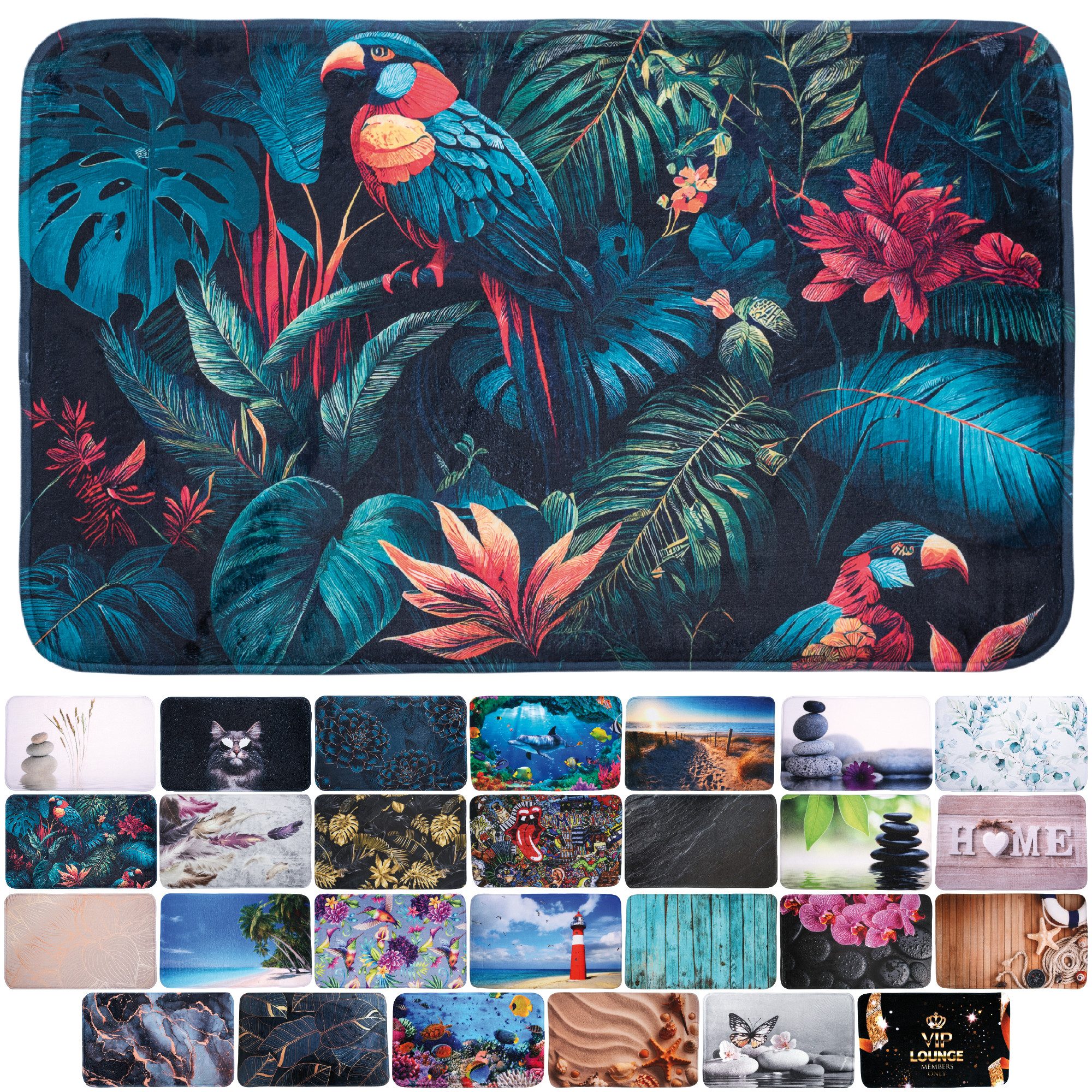 Sanilo Badematte mit Motiv, viele schöne Badteppiche zur Auswahl, rutschhemmend beschichtet, waschbar, schnelltrocknend, Polyester, rechteckig, sehr weich, hochwertig & modern, 50 x 80 cm oder 70 x 110 cm