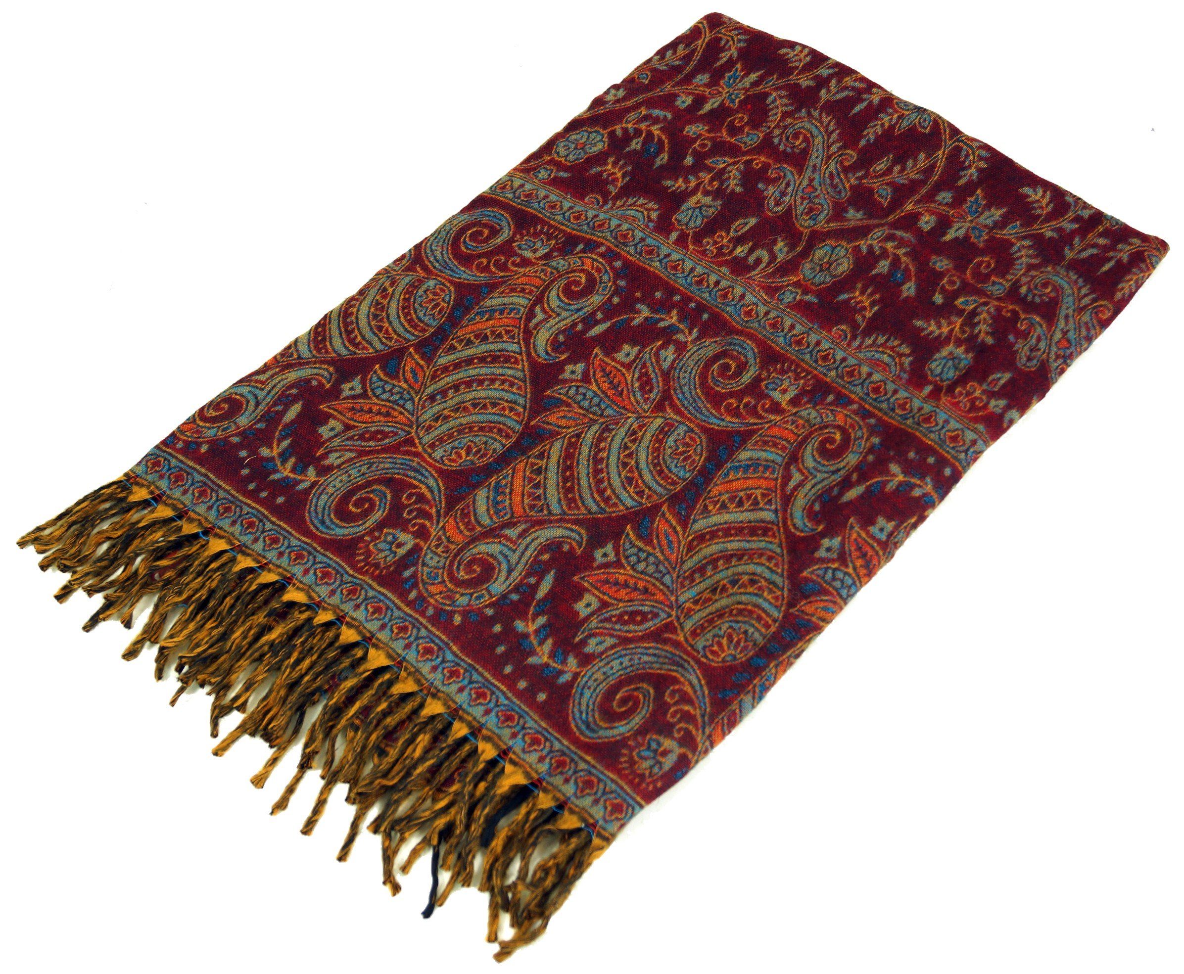 Guru-Shop Halstuch Weicher Schal Stola mit Paisley Muster - weinrot – Bild 2 von 4