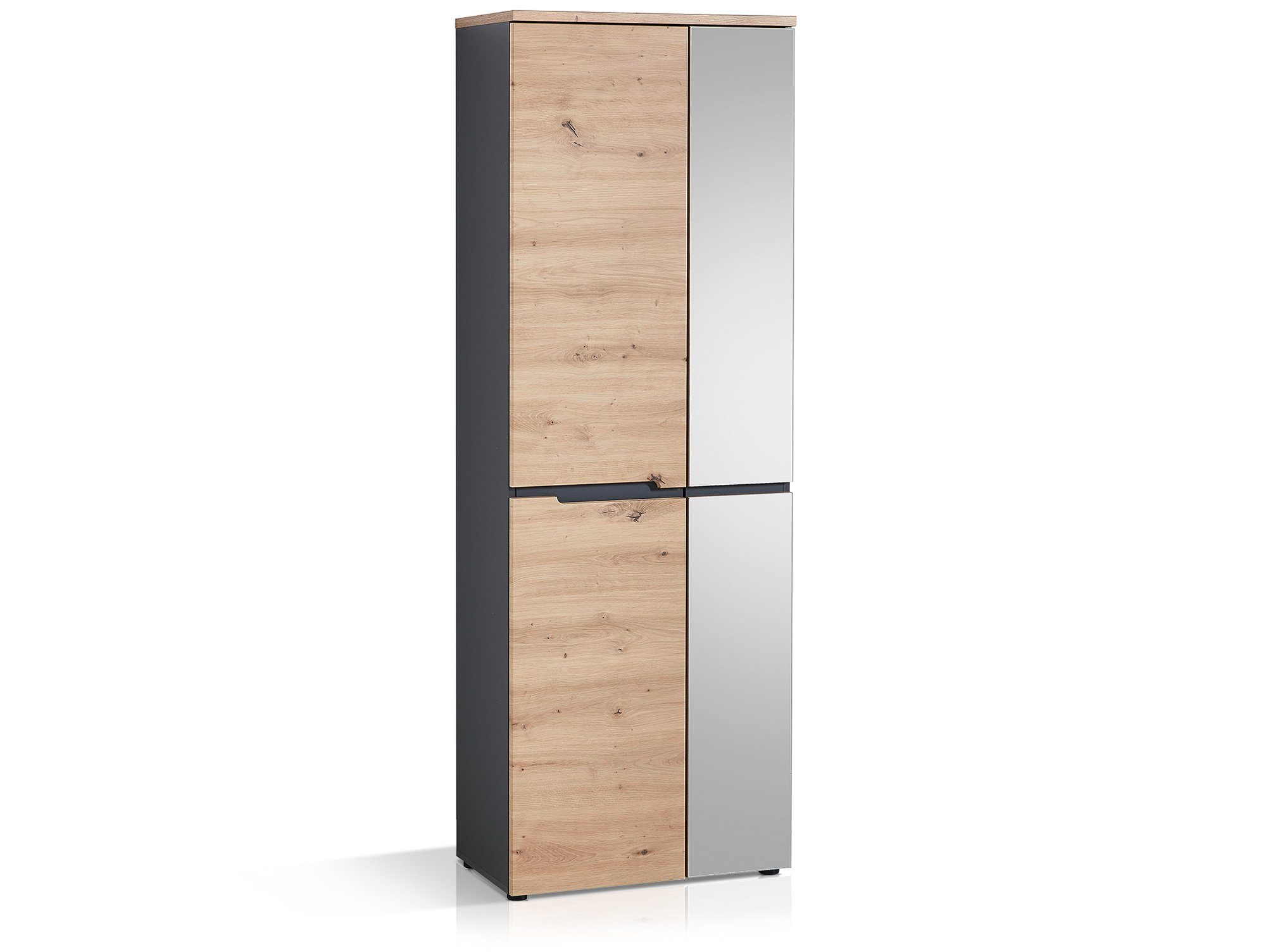 Moebel-Eins Garderobenschrank MAILAND 2trg. Garderobenschrank, Material Dekorspanplatte, Artisan Eiche Nachbildung/graphitfarbig