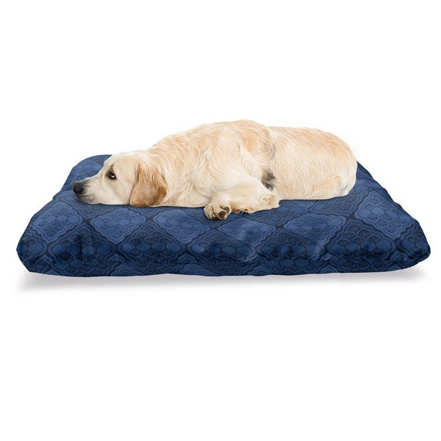 Abakuhaus Hundematratze „beissfestes Kissen für Hunde und Katzen mit abnehmbaren Bezug“, Navy blau Damast Weaving Designs