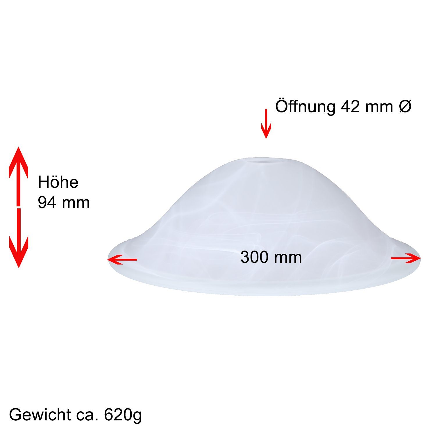 Home4Living Lampenschirm Lampenglas Ersatzglas Alabasterglas weiß Ø 300mm E27 rund, Dekorativ