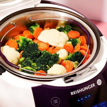 Reishunger Dämpfeinsatz Edelstahl Dämpfeinsatz für den Digitalen Reiskocher, hochwertiger Edelstahl, Henkel mit Silikonüberzug