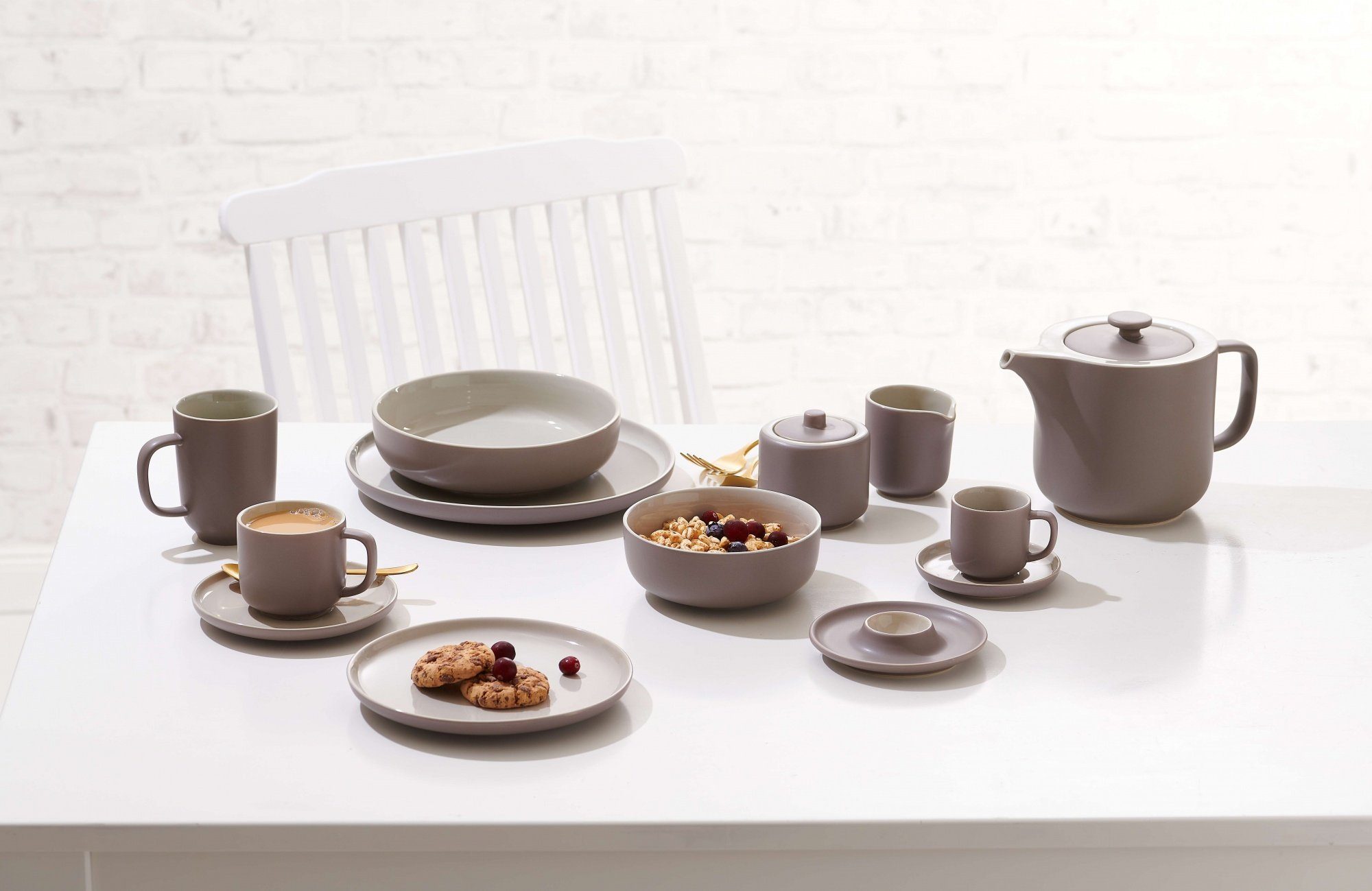 Ritzenhoff & Breker Kaffeeservice Jasper (18-tlg), 6 Personen, Keramik, taupe