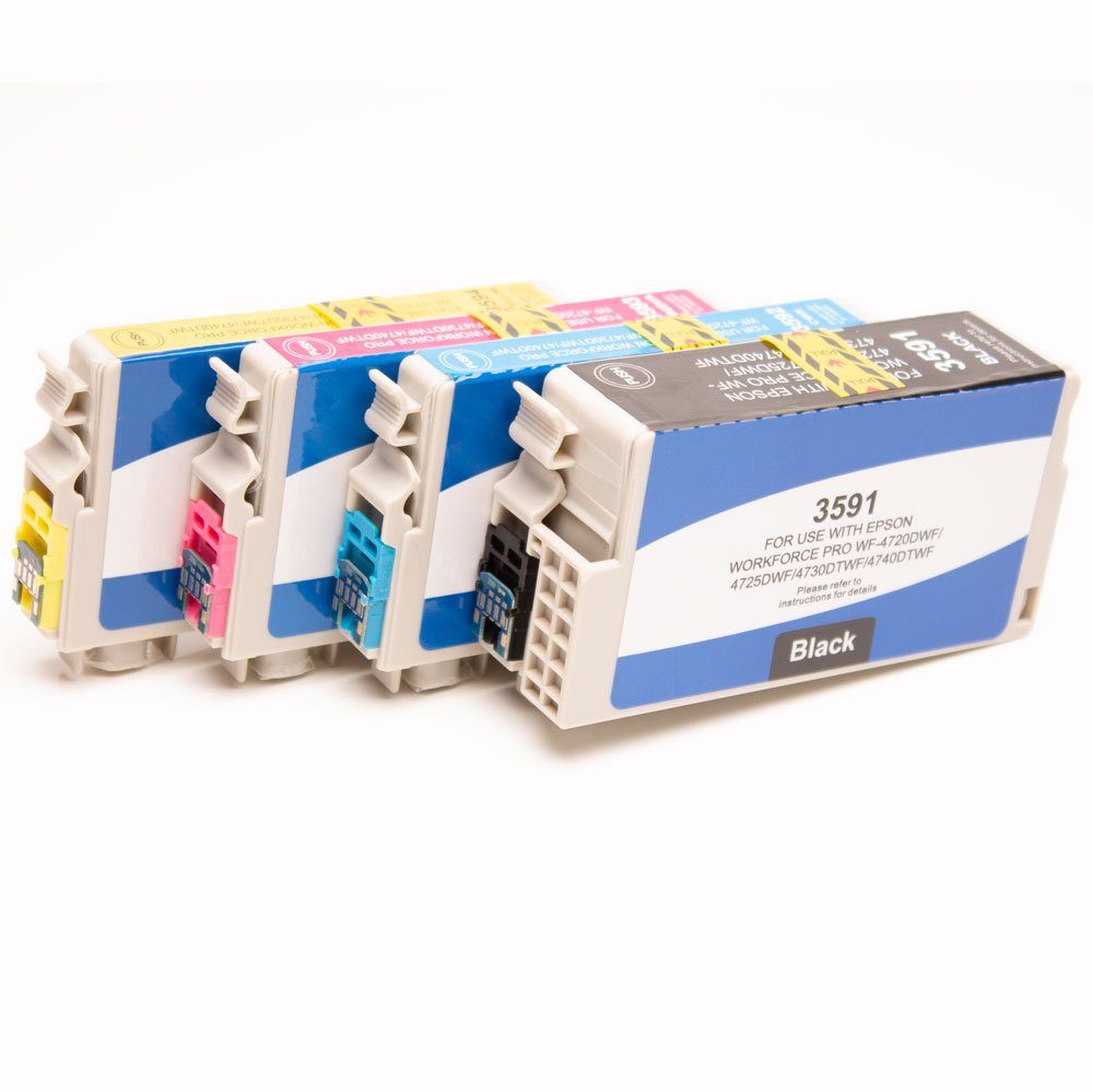 ABC Tintenpatrone (Kompatibles Set 4x Druckerpatrone für Epson 35XL WorkForce Pro, ABC)