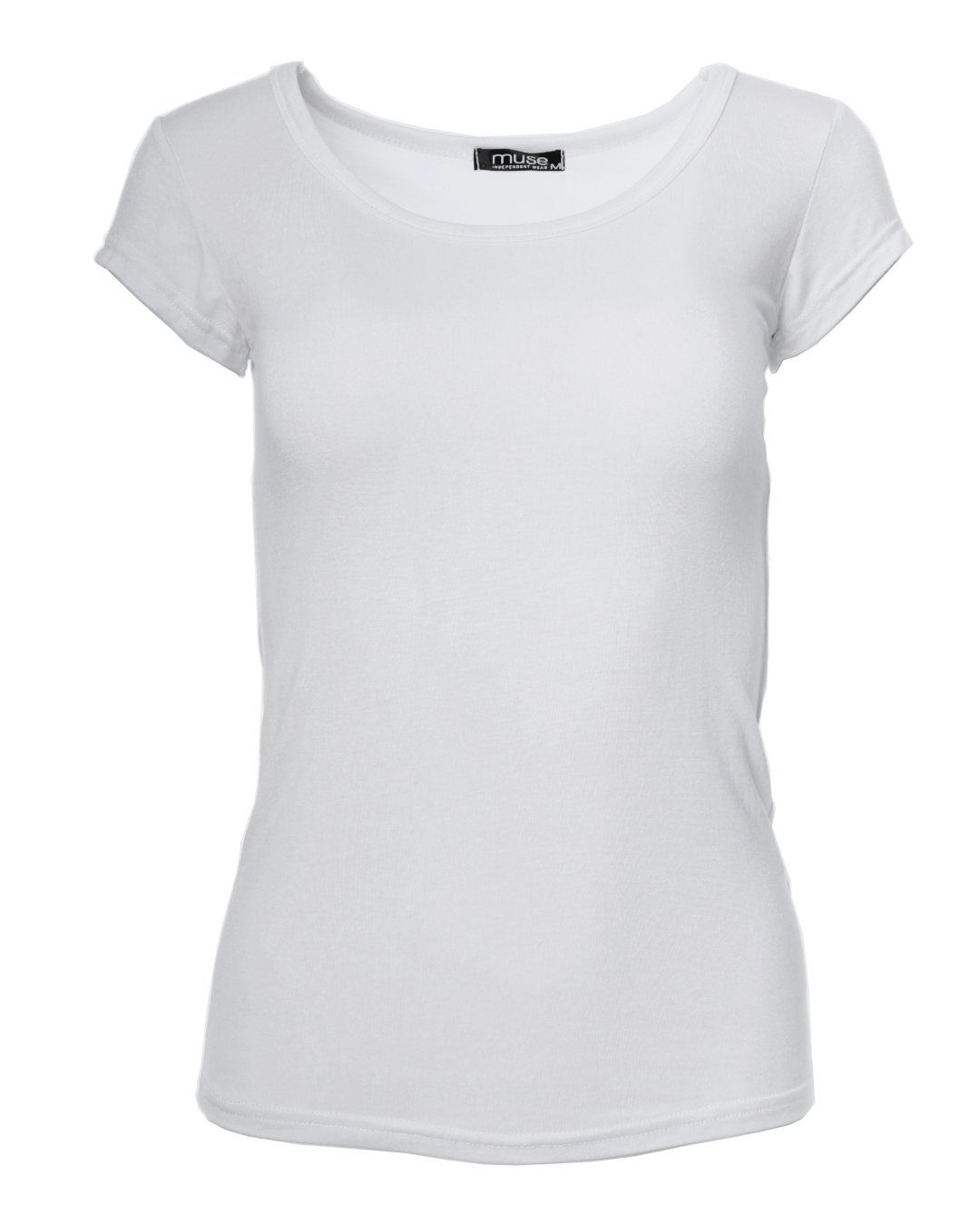 Muse T-Shirt Basic Kurzarm T-Shirt Skinny Fit 1001 weiß