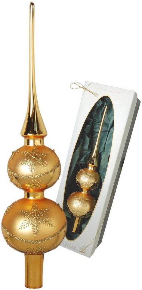 Krebs Glas Lauscha Christbaumspitze Doppelspitze Dekor, Weihnachtsdeko,  Christbaumschmuck, mundgeblasen, Höhe ca. 30 cm