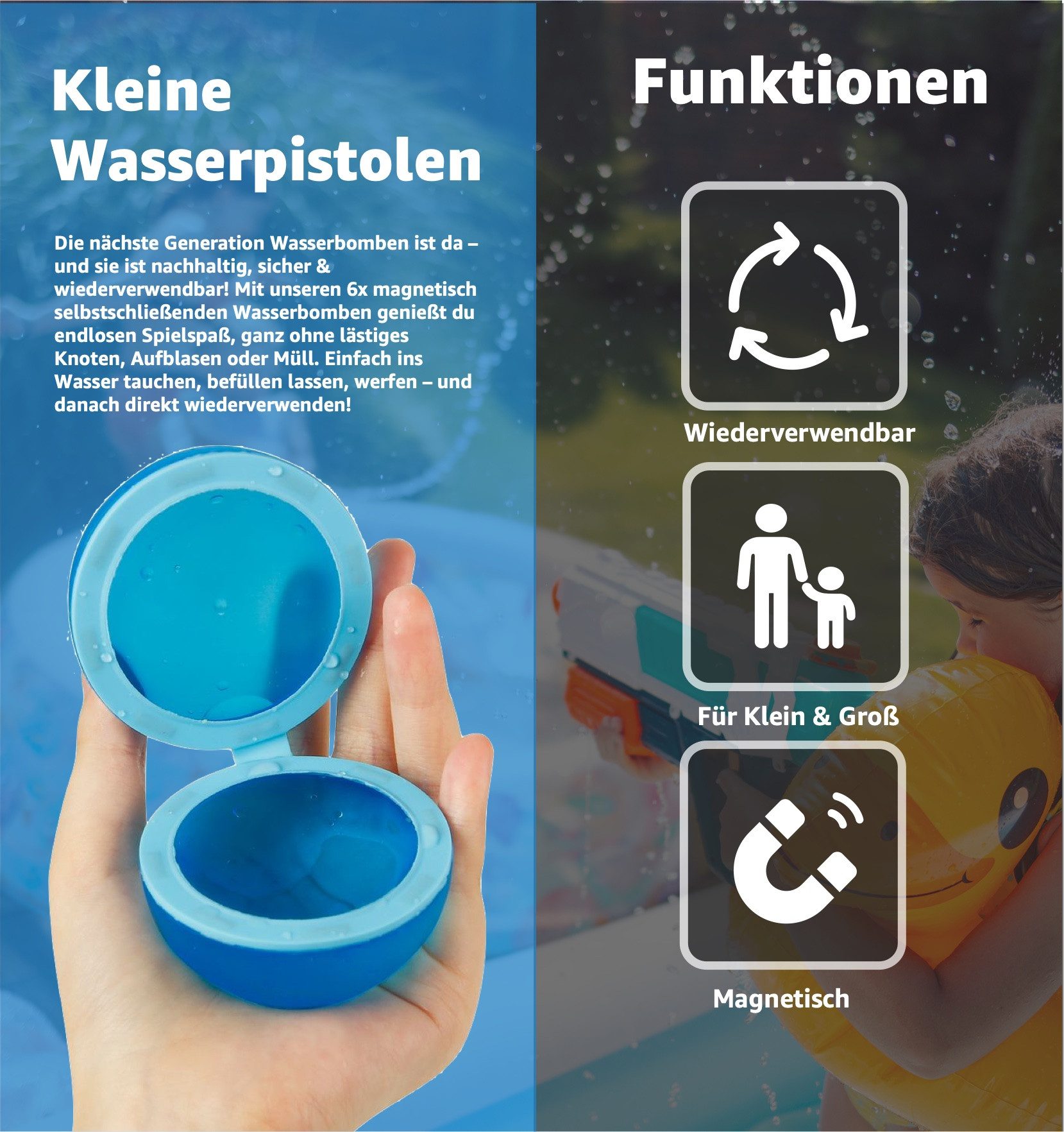 goKidsy Badespielzeug 6x Wiederverwendbare Wasserbomben - günstig online kaufen
