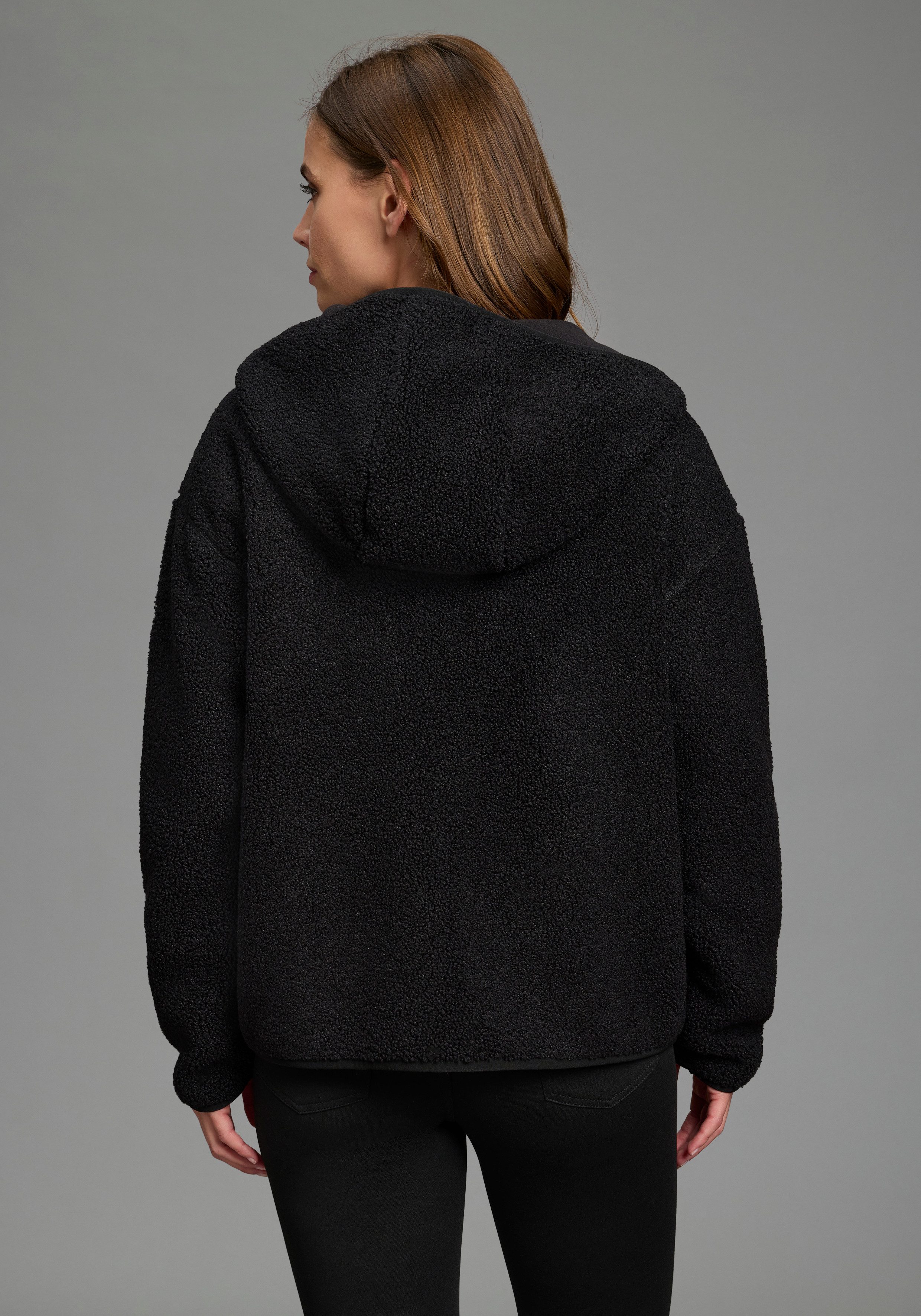 Polarino Fleecejacke aus Teddy-Fleece, mit Kapuze und Brusttasche – Bild 2 von 5