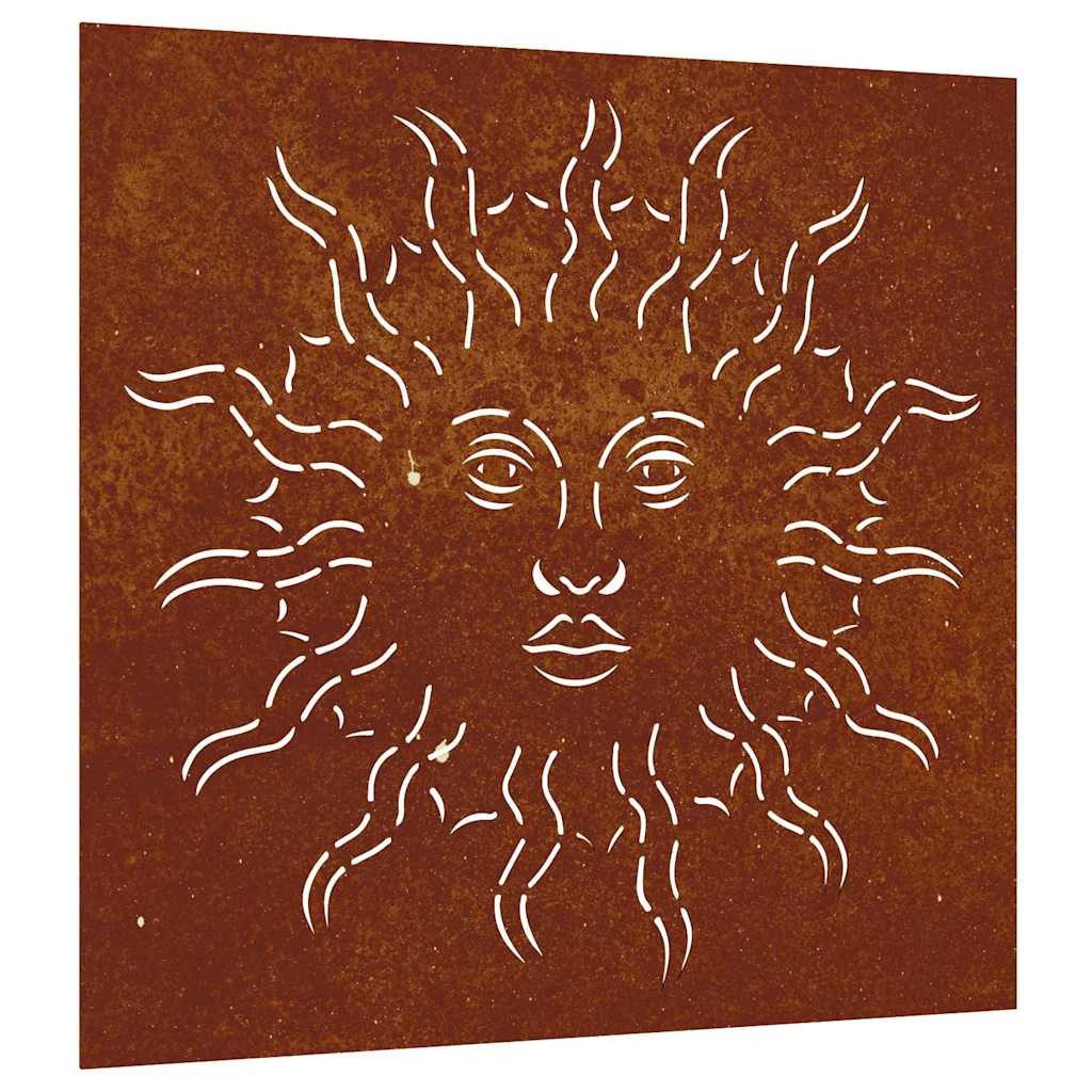 vidaXL Wandbild Garten-Wanddeko 55x55 cm Cortenstahl Sonne-Design, (1 St)