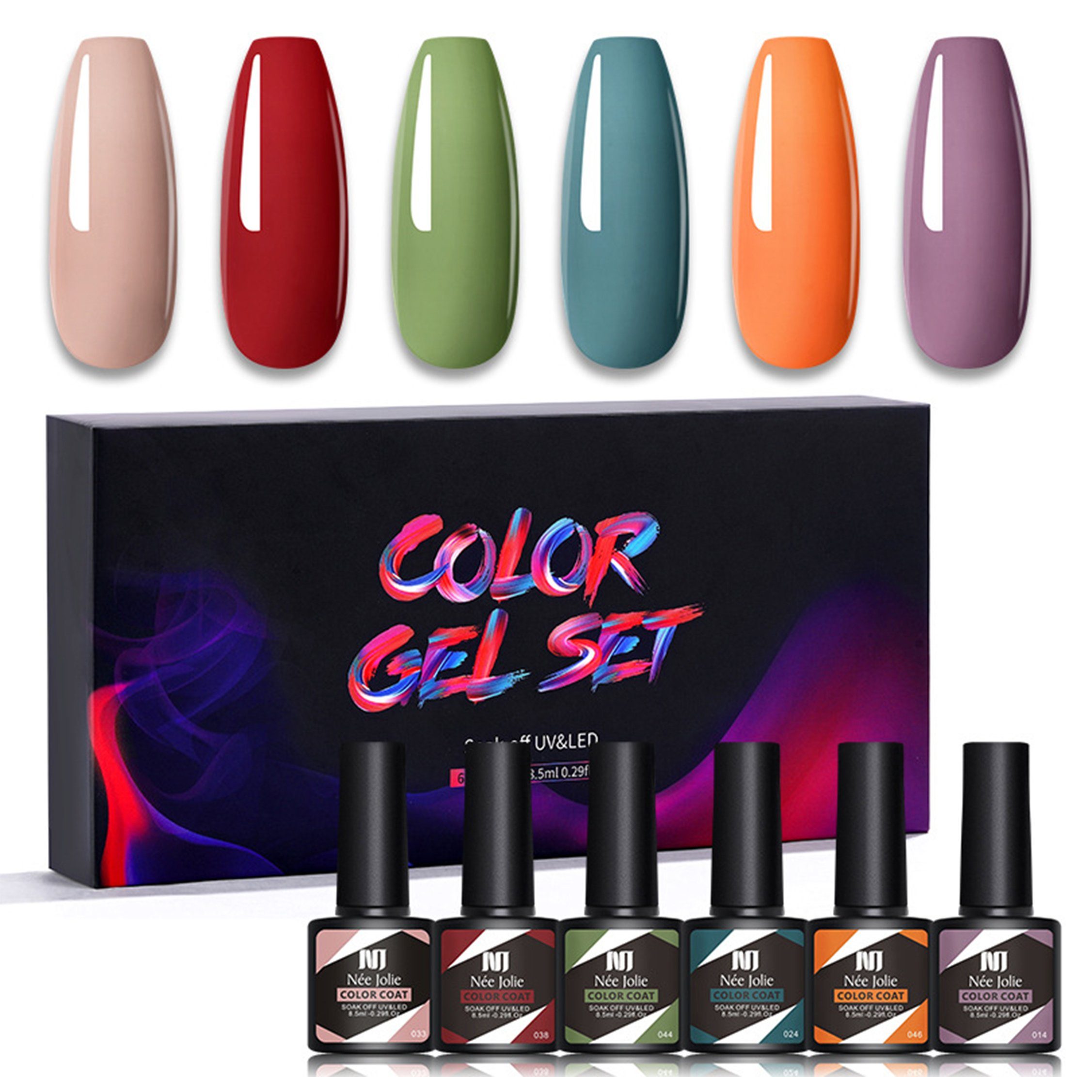 Scheiffy Nagellack-Set 8.5 ml 6 Farben Nagellack Set 6 pcs, DIY-Nagelkunst, Nagellack-Set, für Anfänger und professionelle Nagelkünstler 07