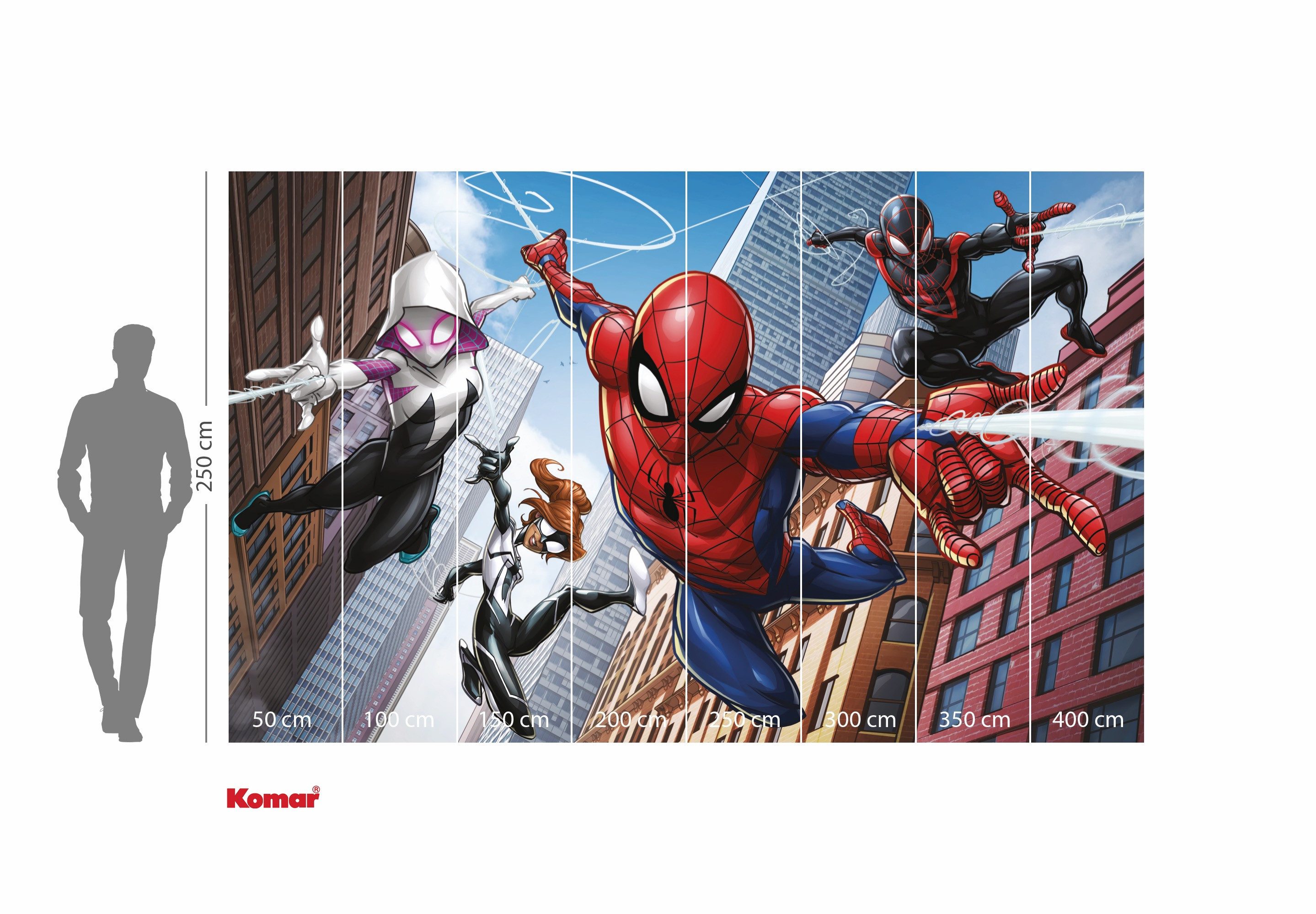 Komar Kindertapete Marvel Spider-Man Swinging Crew, glatt, bedruckt, (Packung, 1 St)
