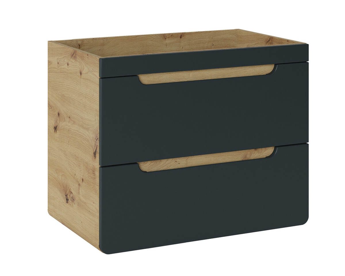 einfachgutemoebel Waschtisch-Set Waschtischunterschrank ARUBA 70cm, eiche-schwarz, (Badmöbel Set, 1-St., Waschtisch Unterschrank)