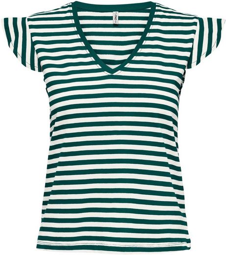 Only V-Shirt »ONLMAY S/S STRIPE FRILL TOP JRS«