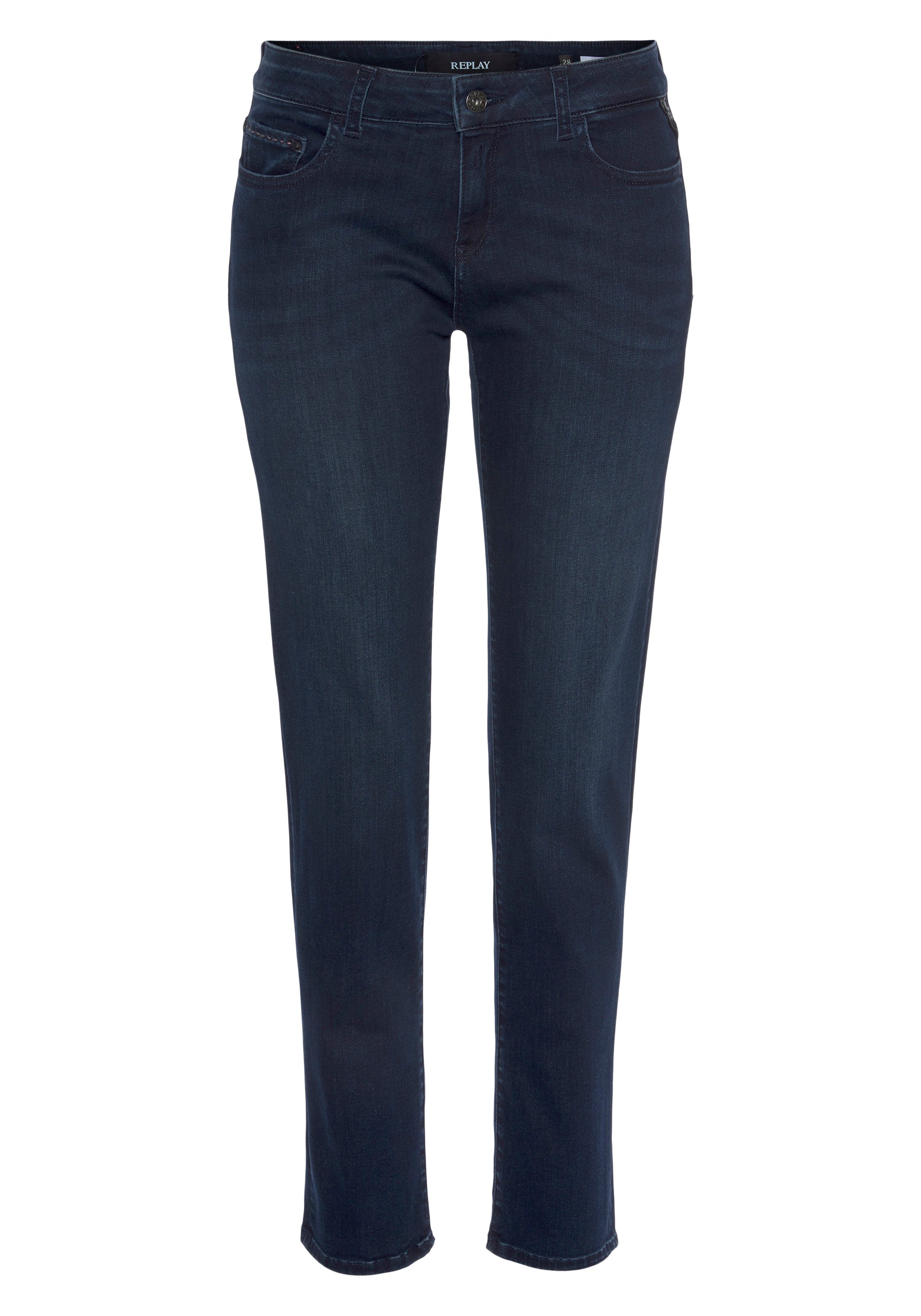 Damen Jeans Replay Slim-fit-Jeans Faaby im Five-Pocket-Style in leicht verkürzter Form