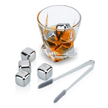 Intirilife Whiskyglas, Edelstahl, 6 Stück Whiskey Steine in SILBER