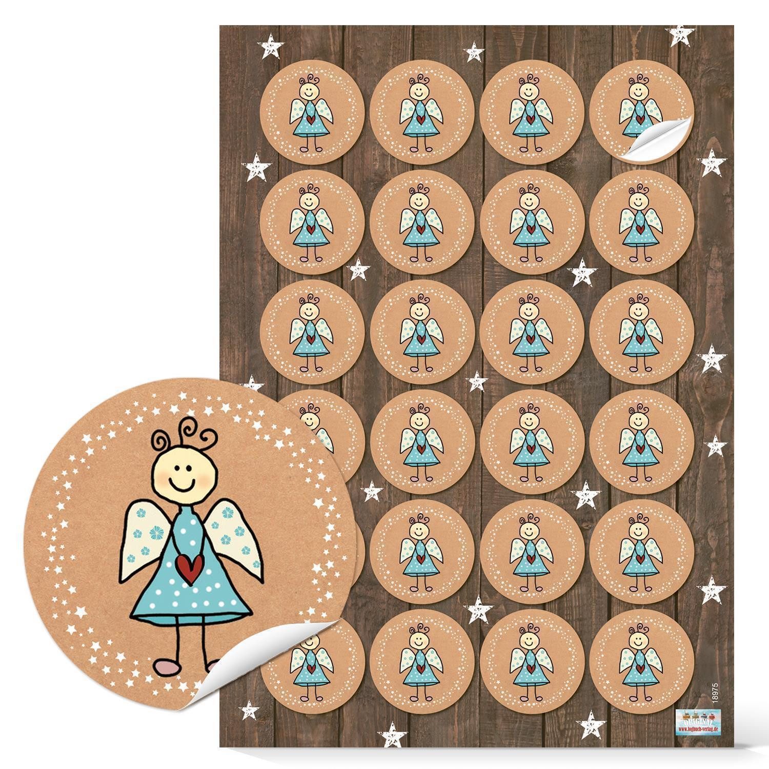 Logbuch-Verlag Aufkleber 24 runde Schutzengel Engel Aufkleber Sticker für Kinder und Erwachsene