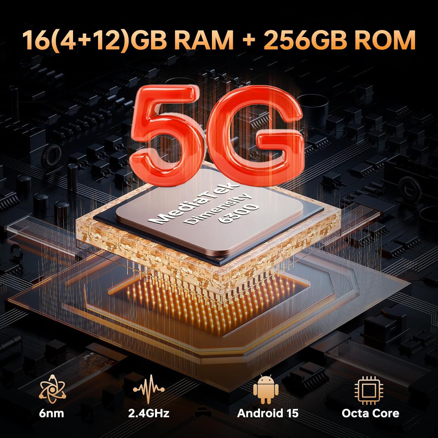 DOOGEE Fire 7 5G Android 15 Outdoor Smartphone (16,76 cm/6.6 Zoll, 256 GB Speicherplatz, 64 MP Kamera, 13000mAh, 16GB+256GB, IP68/IP69K, 64MP Kamera, NFC, GPS)