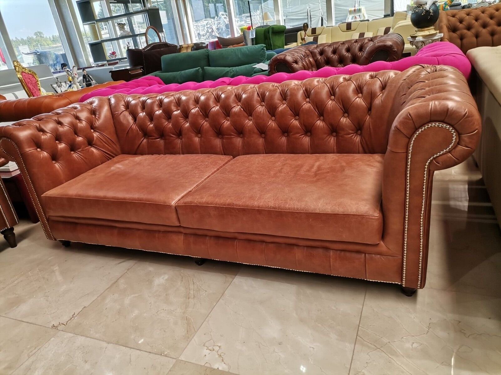 JVmoebel Chesterfield-Sofa Design Chesterfield Designer Sofa 3 Sitzer Chesterfield Couch Sofort, Made in Europe