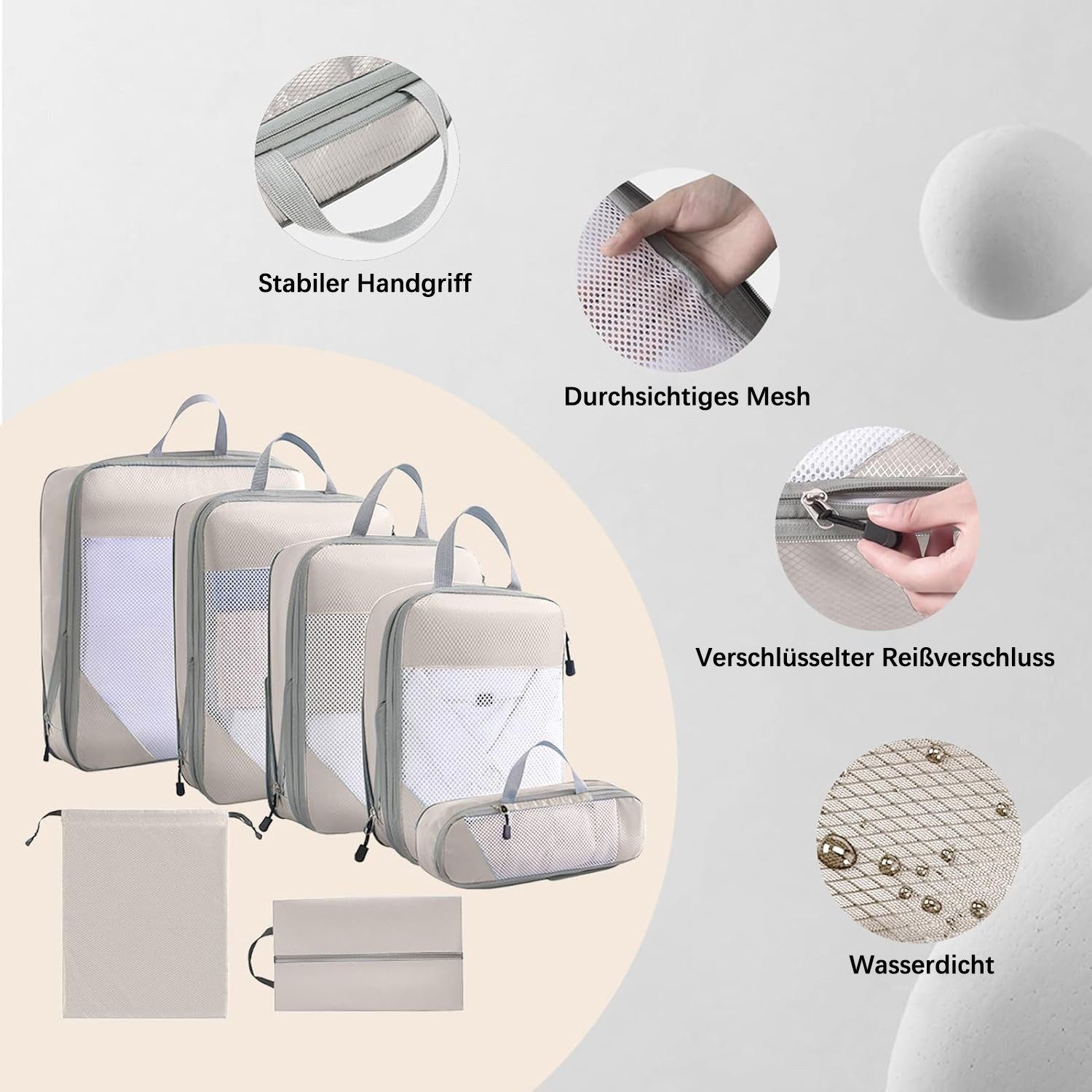 Diwzbyn Kofferorganizer 7-Teiliges Set Packing Cubes Compression, Travel Essentials